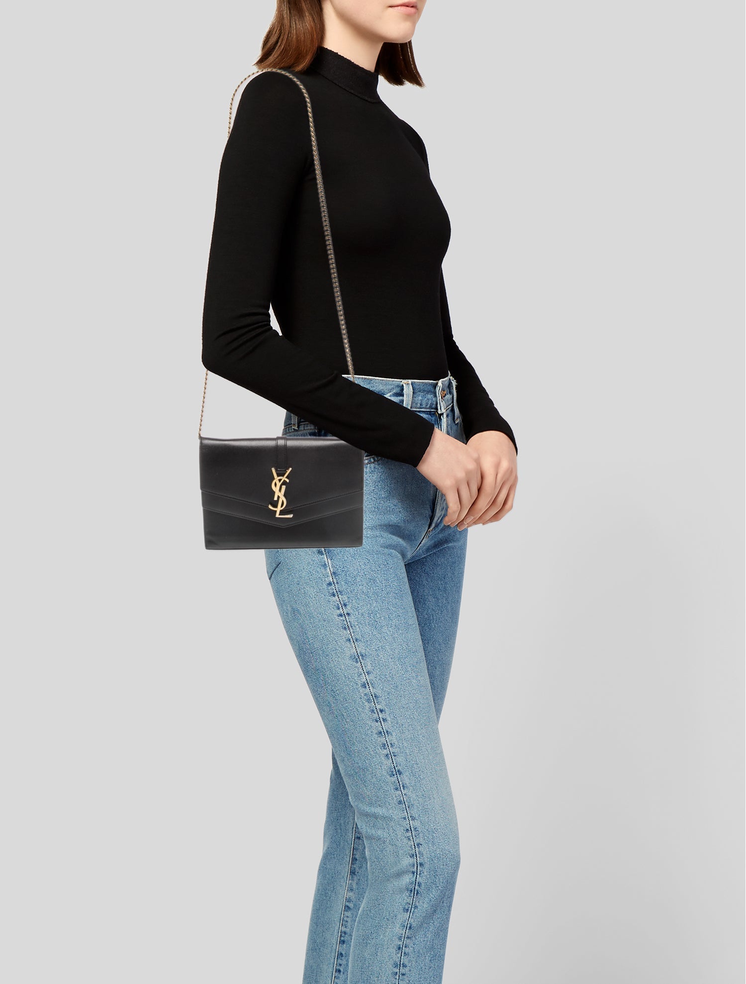 Saint Laurent Leather Sulpice Wallet on Chain