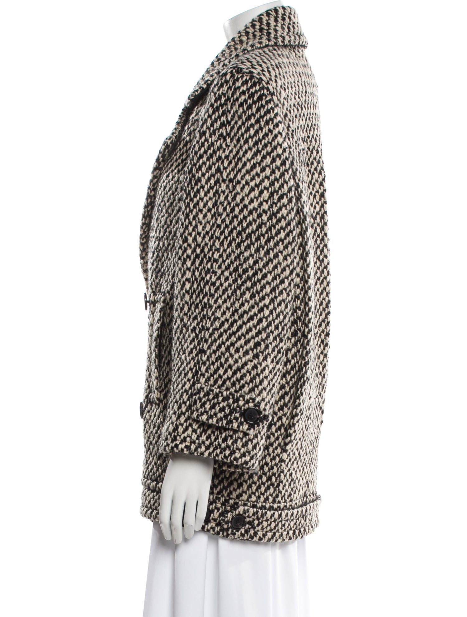 Saint Laurent Wool Tweed Pattern Peacoat