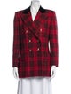 Saint Laurent Virgin Wool Plaid Print Blazer