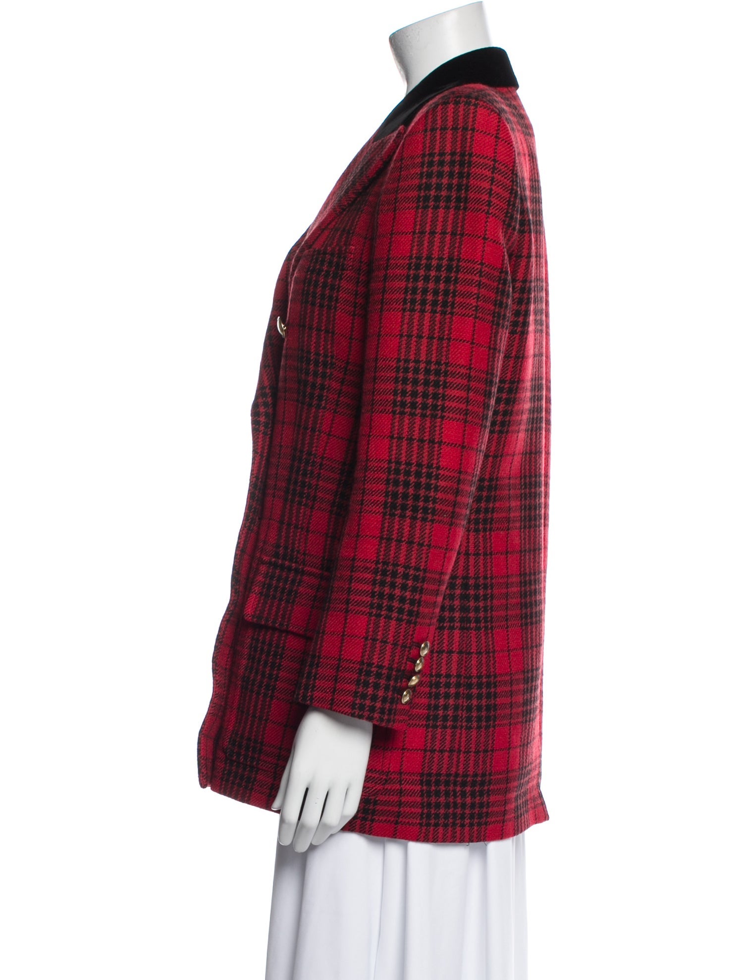 Saint Laurent Virgin Wool Plaid Print Blazer