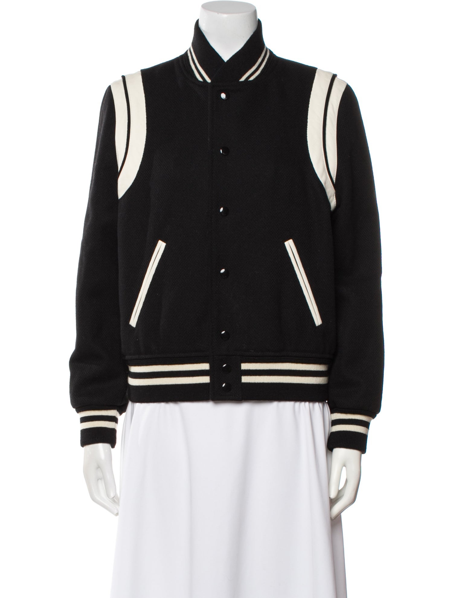 Saint Laurent Wool Striped Bomber Jacket