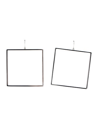 Saint Laurent Double Square Cut-Out Drop Earrings