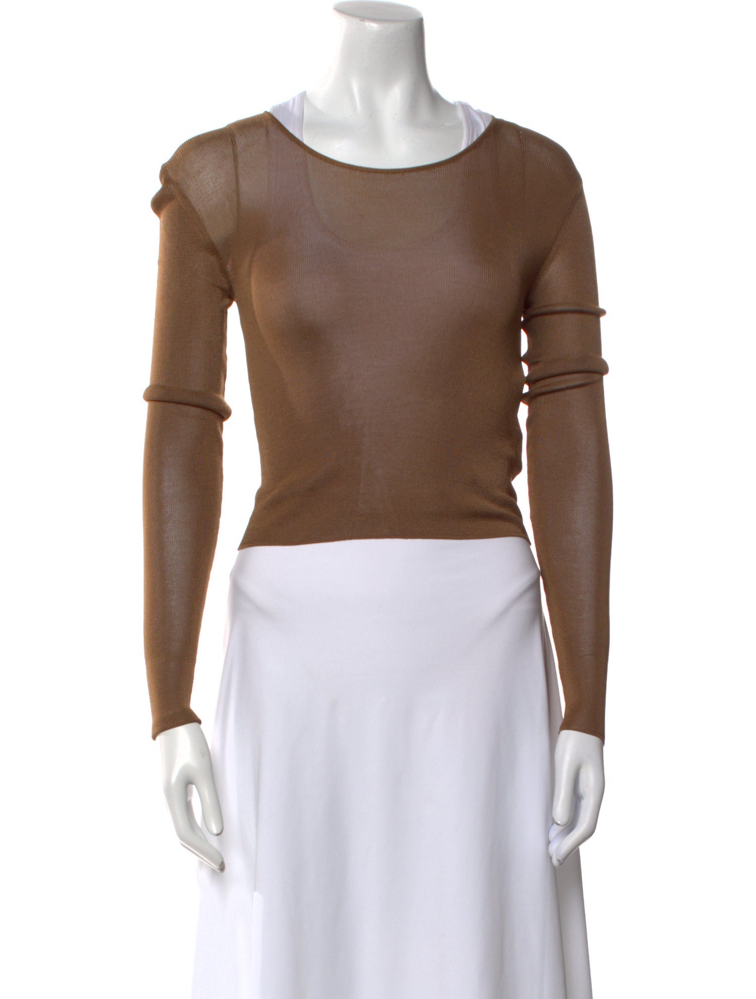 Saint Laurent Scoop Neck Long Sleeve Crop Top w/ Tags