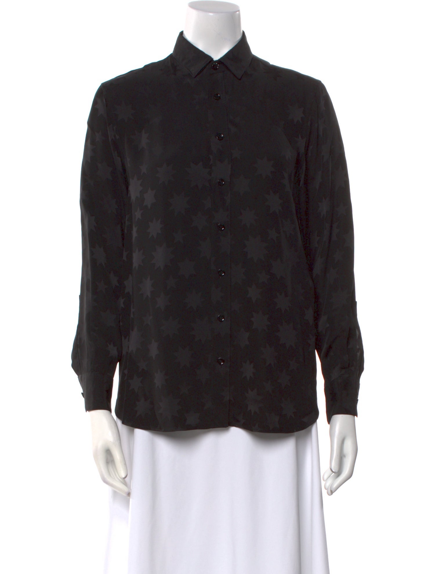 Saint Laurent 2015 Stars Print Long Sleeve Button-Up Top