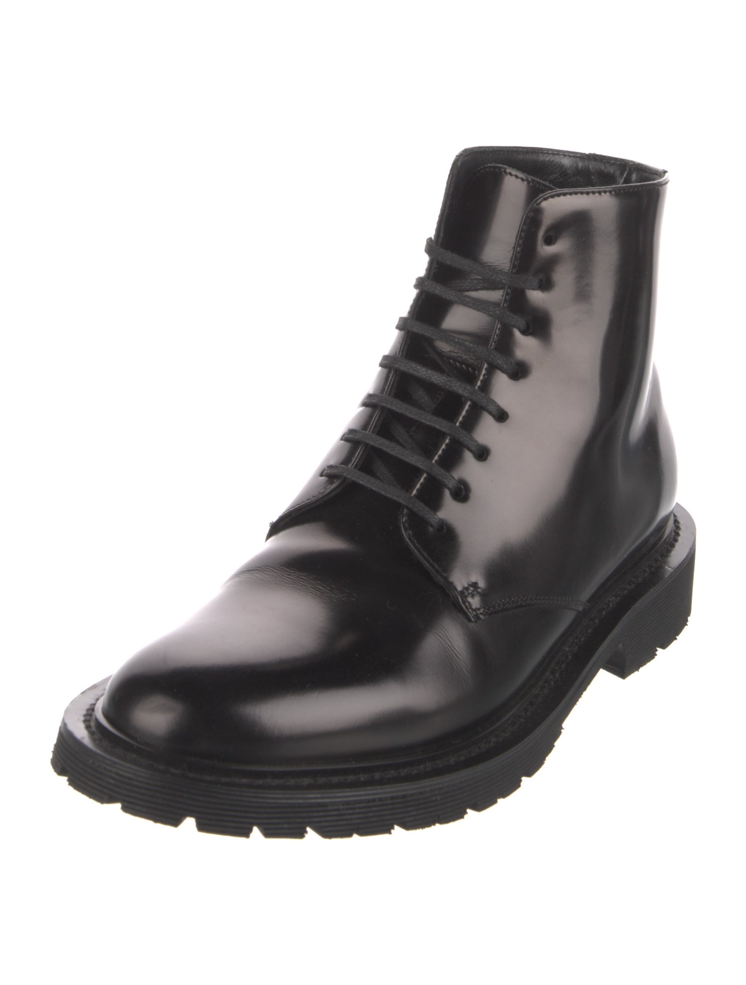 Saint Laurent Patent Leather Combat Boots