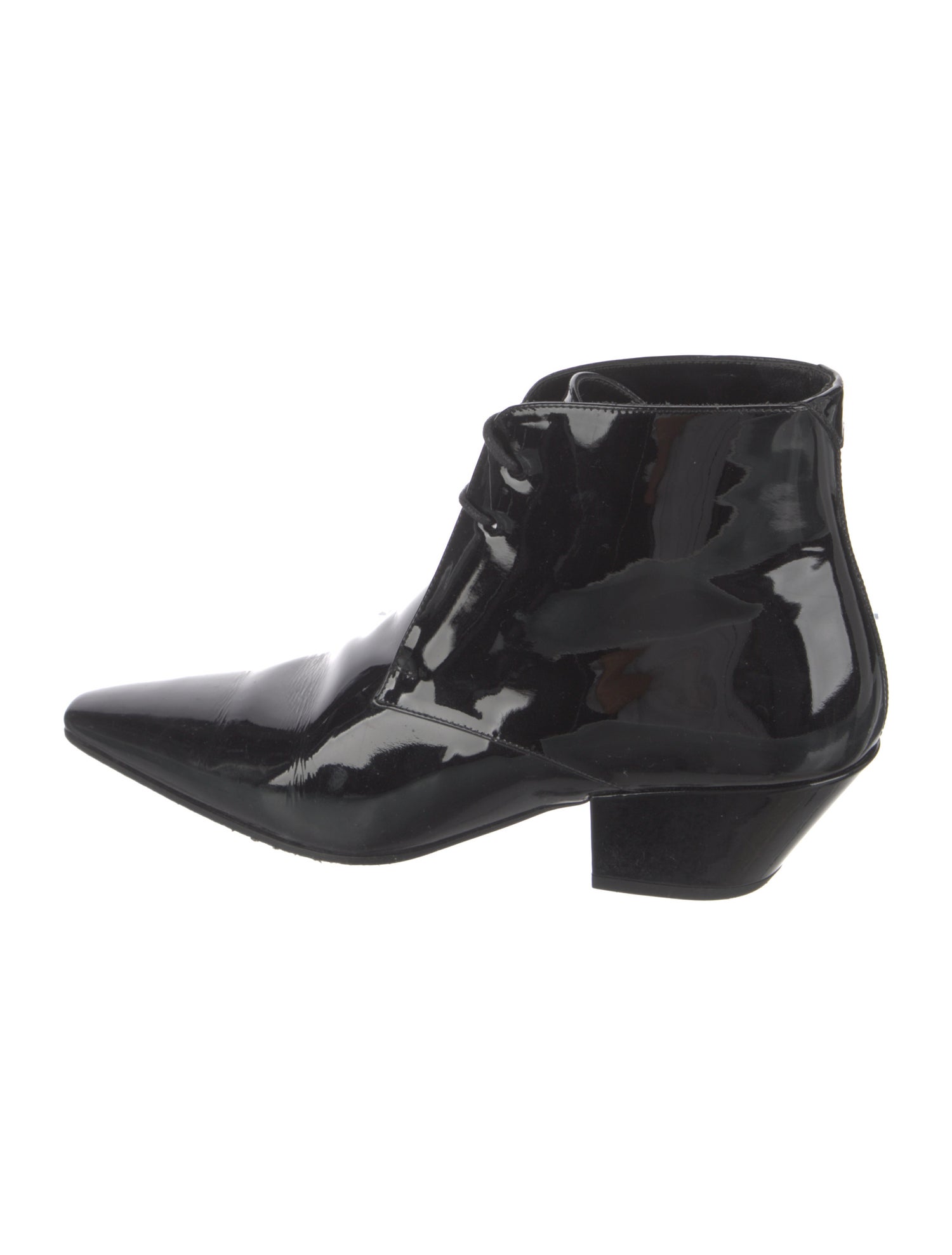 Saint Laurent Patent Leather Lace-Up Boots