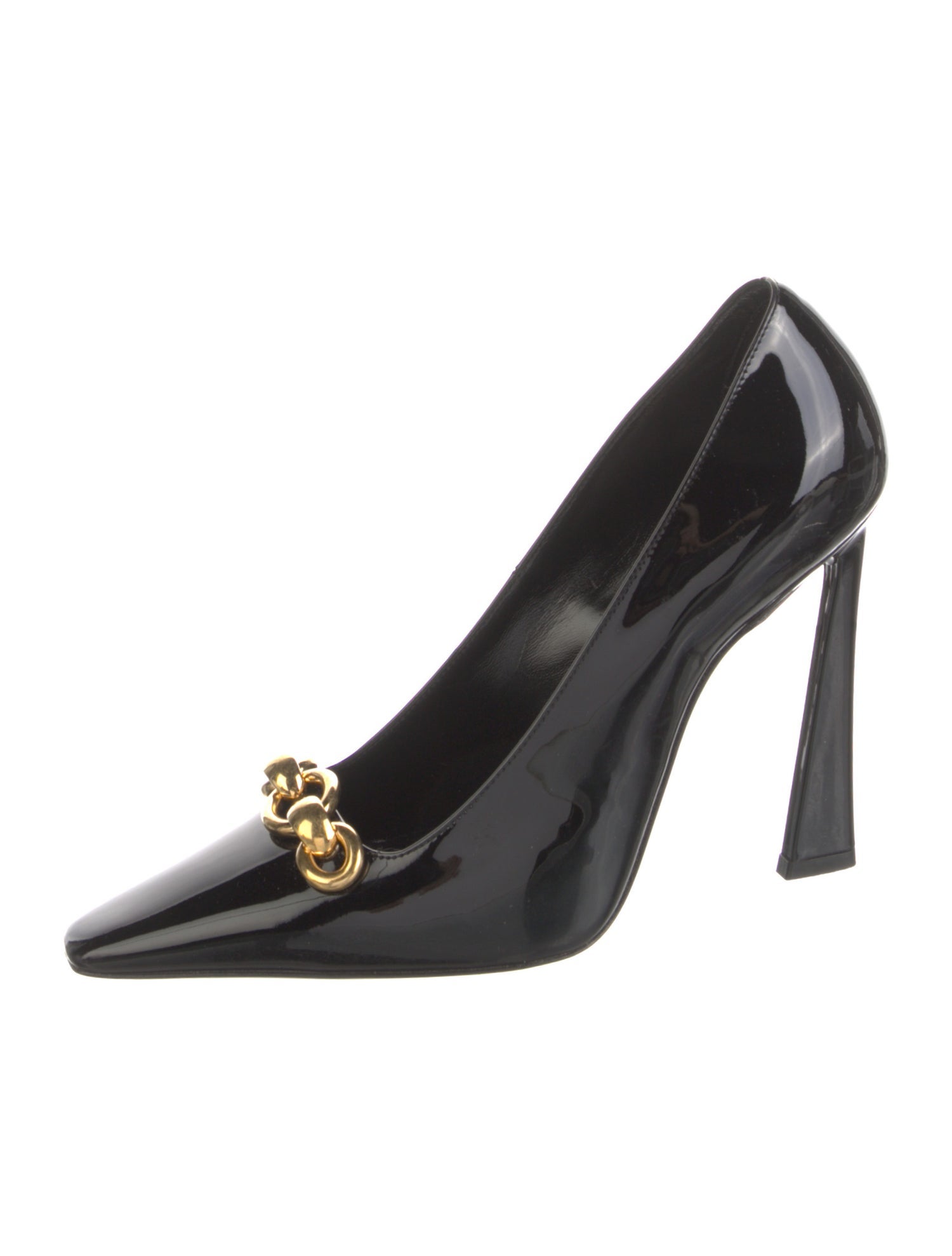 Saint Laurent Patent Leather Chain-Link Accents Pumps