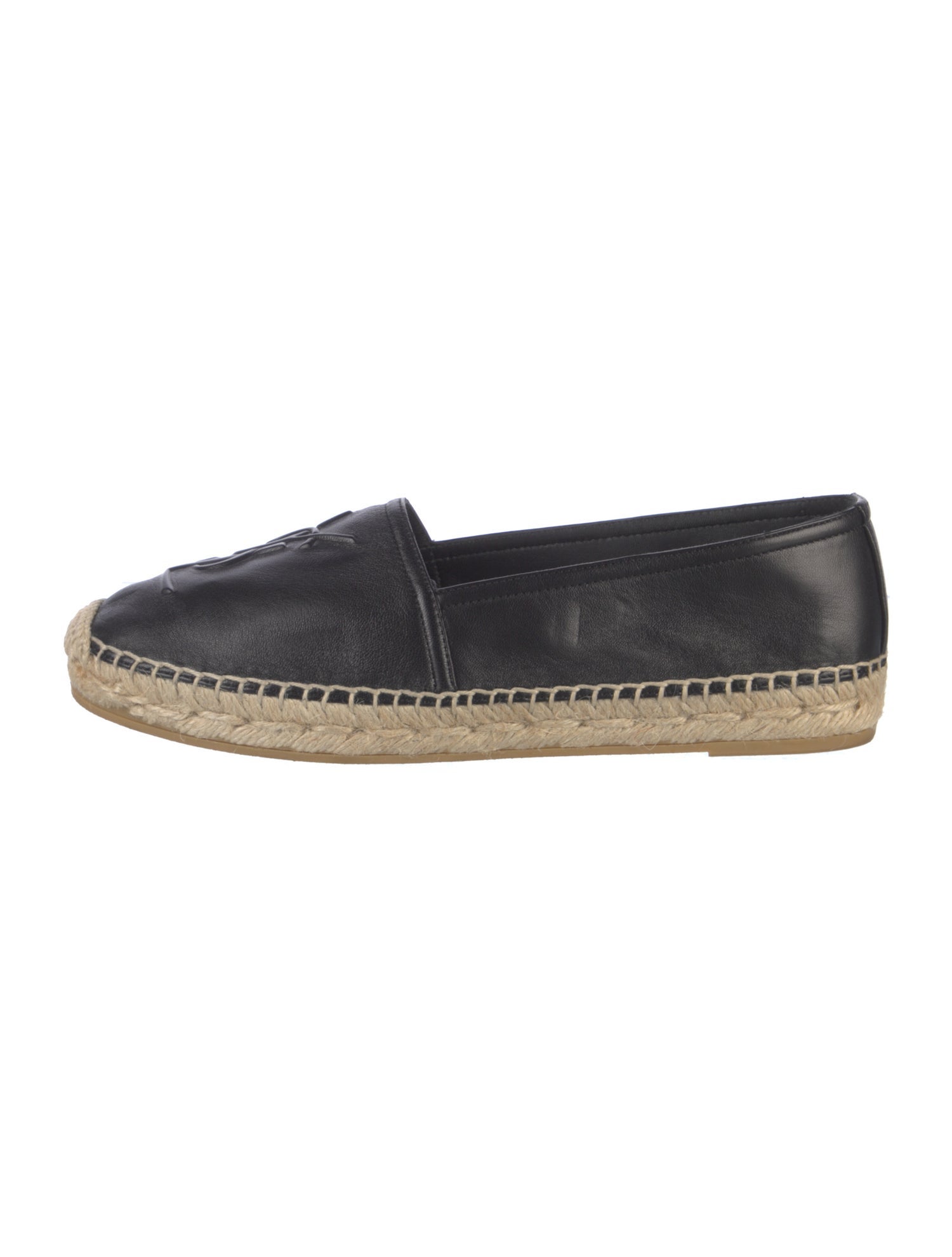 Saint Laurent Leather Whipstitch Trim Espadrilles