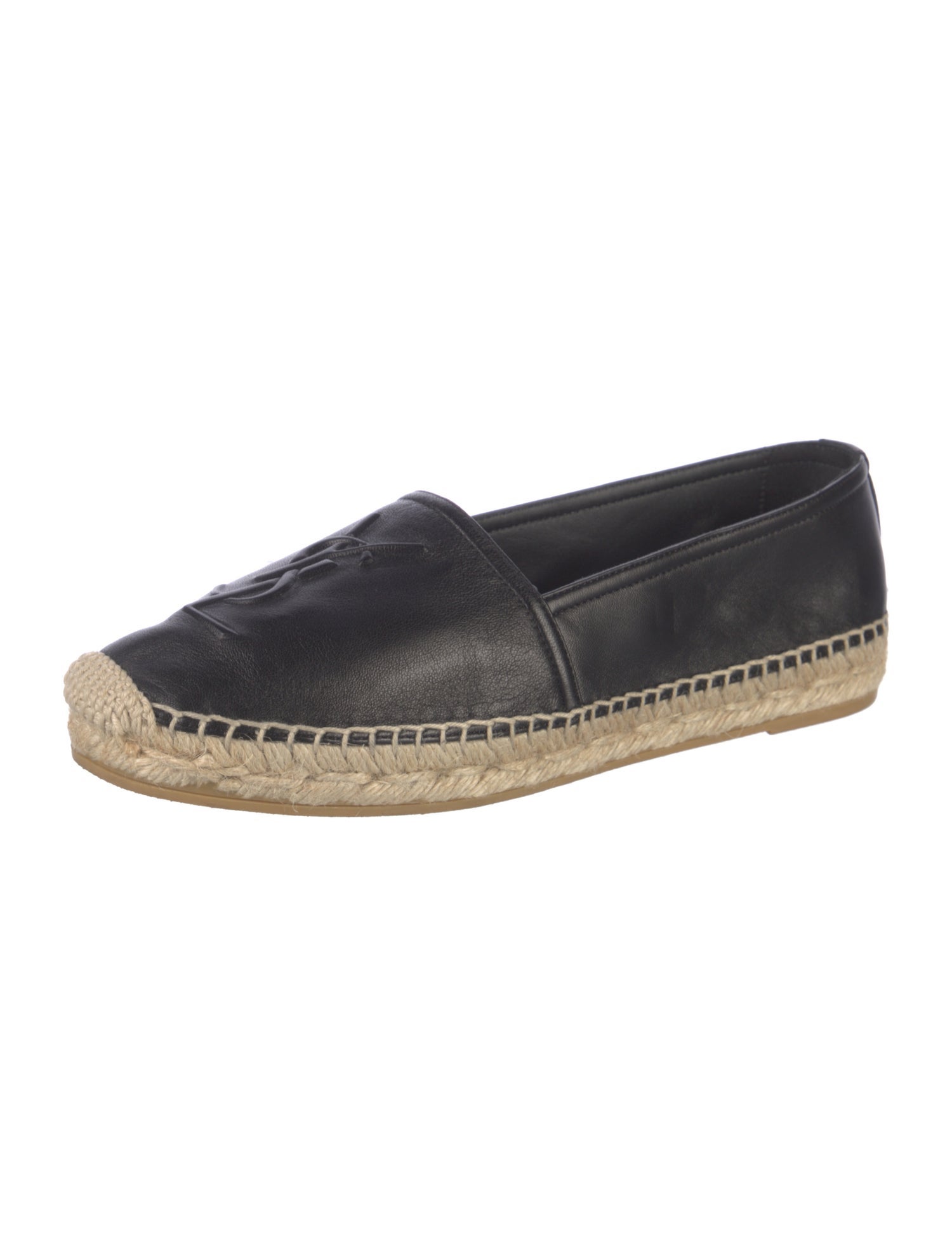 Saint Laurent Leather Whipstitch Trim Espadrilles