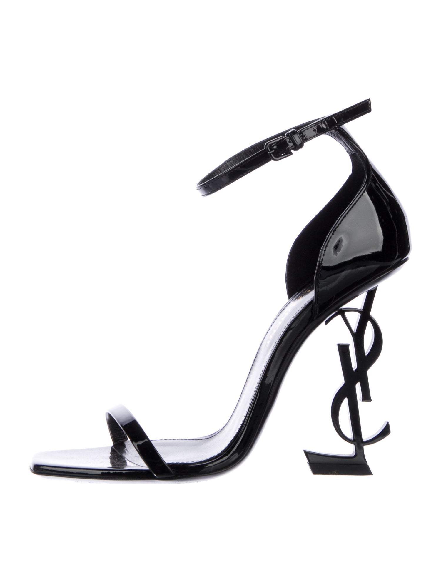 Saint Laurent Patent Leather Cutout Accent Sandals