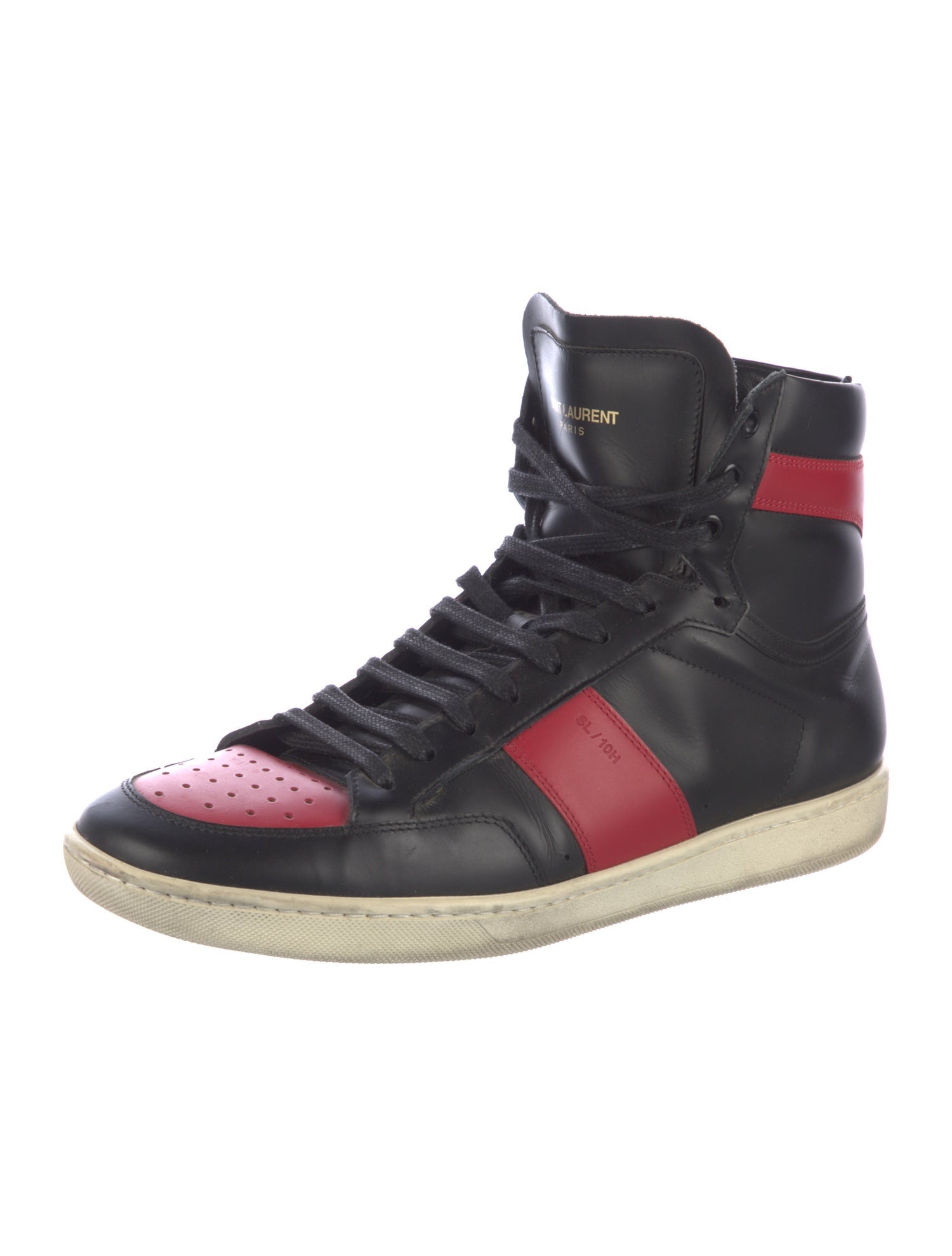 Saint Laurent Leather Colorblock Pattern Sneakers