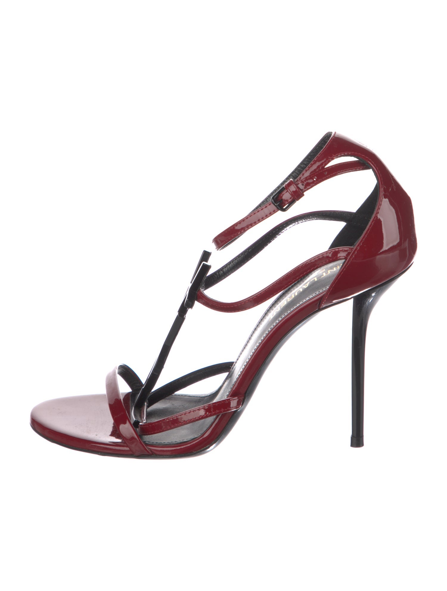 Saint Laurent Patent Leather T-Strap Sandals
