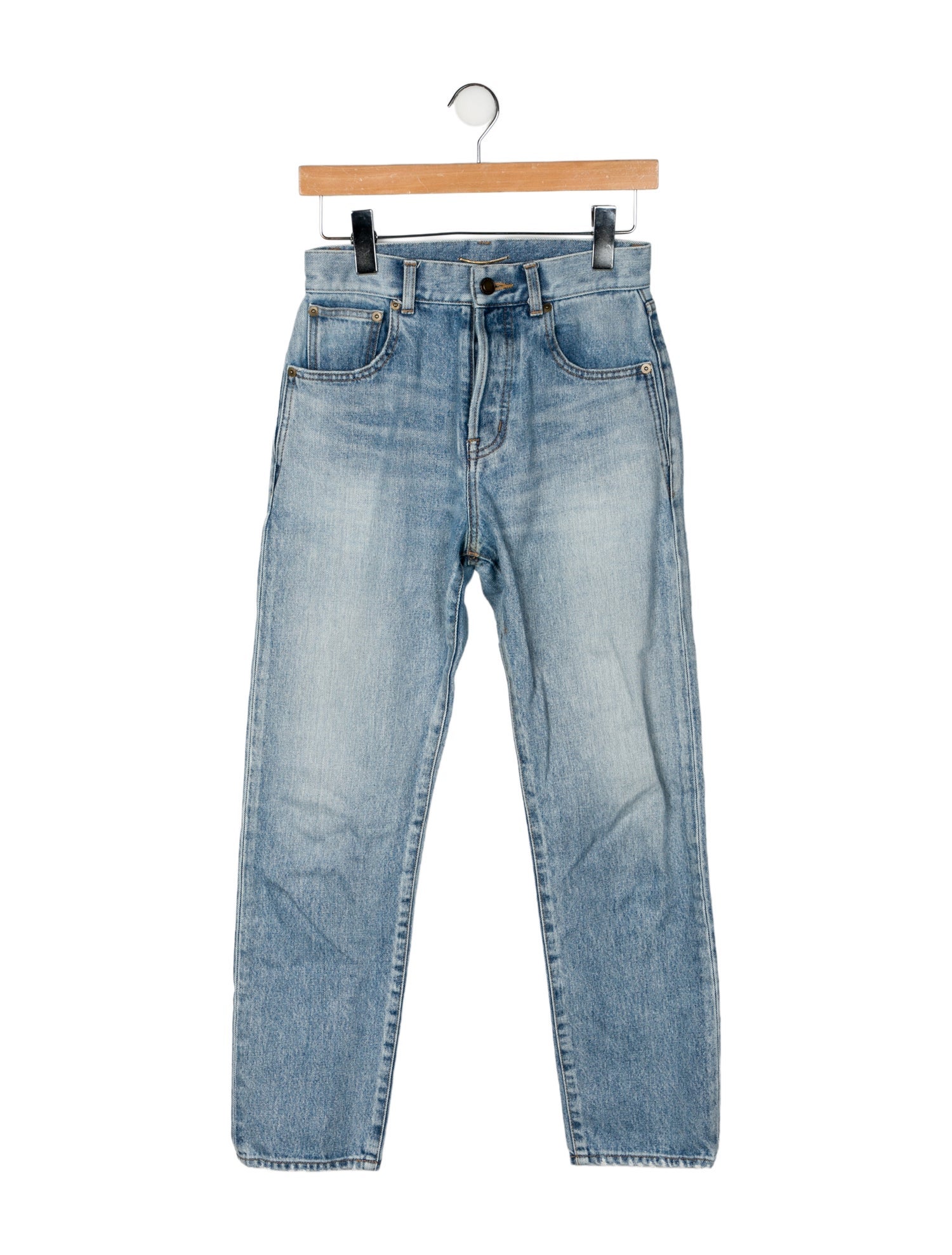 Saint Laurent High-Rise Straight Leg Jeans