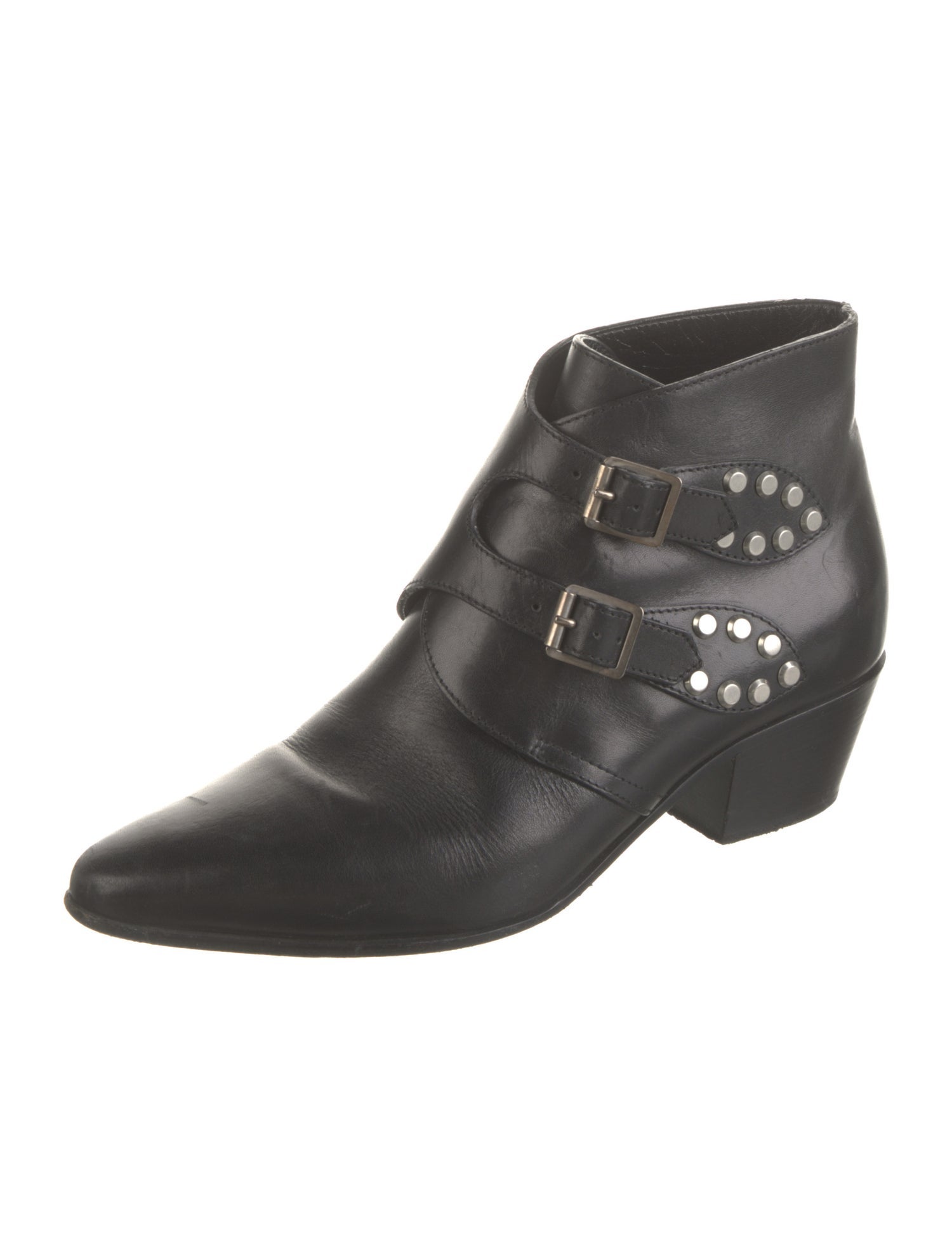 Saint Laurent Leather Studded Accents Western Boots