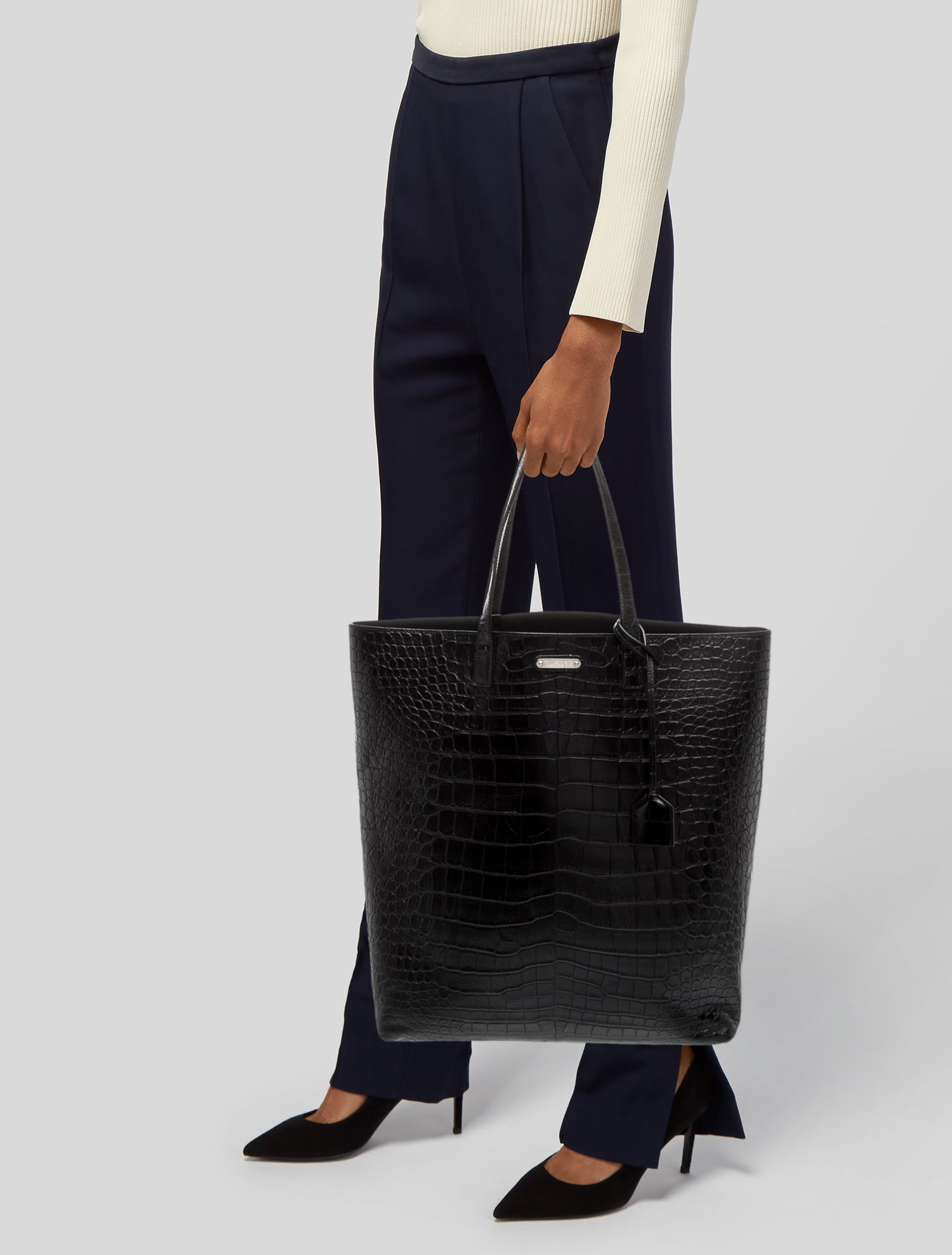 Saint Laurent Embossed Leather Tote