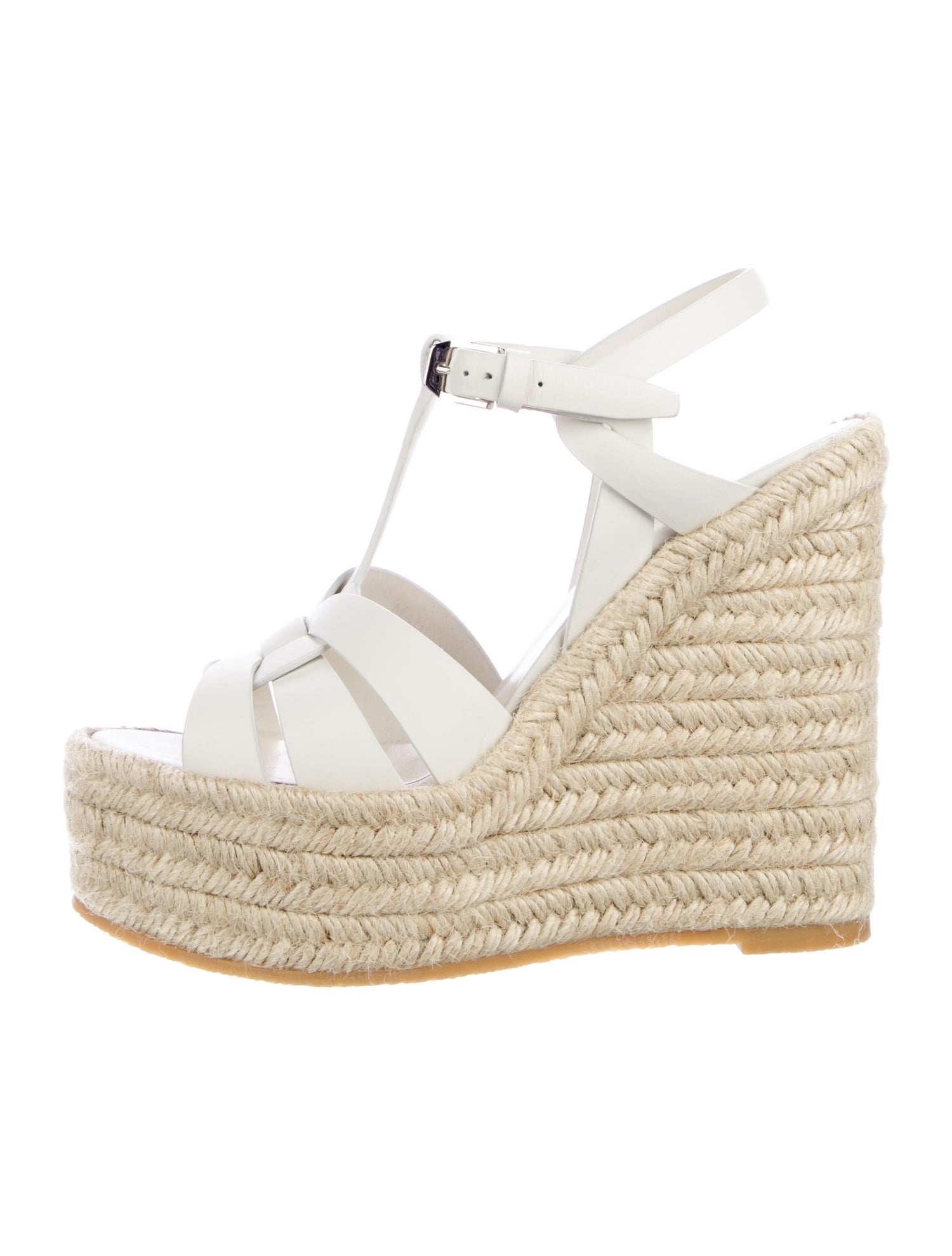 Saint Laurent Leather Braided Accents Espadrilles