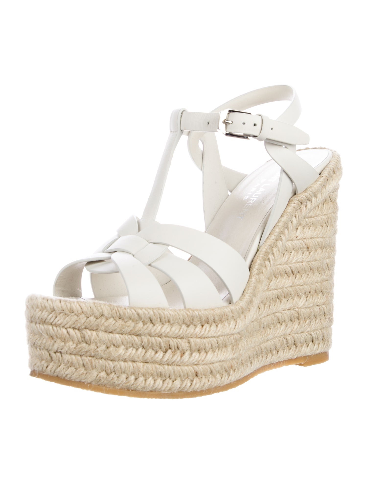 Saint Laurent Leather Braided Accents Espadrilles