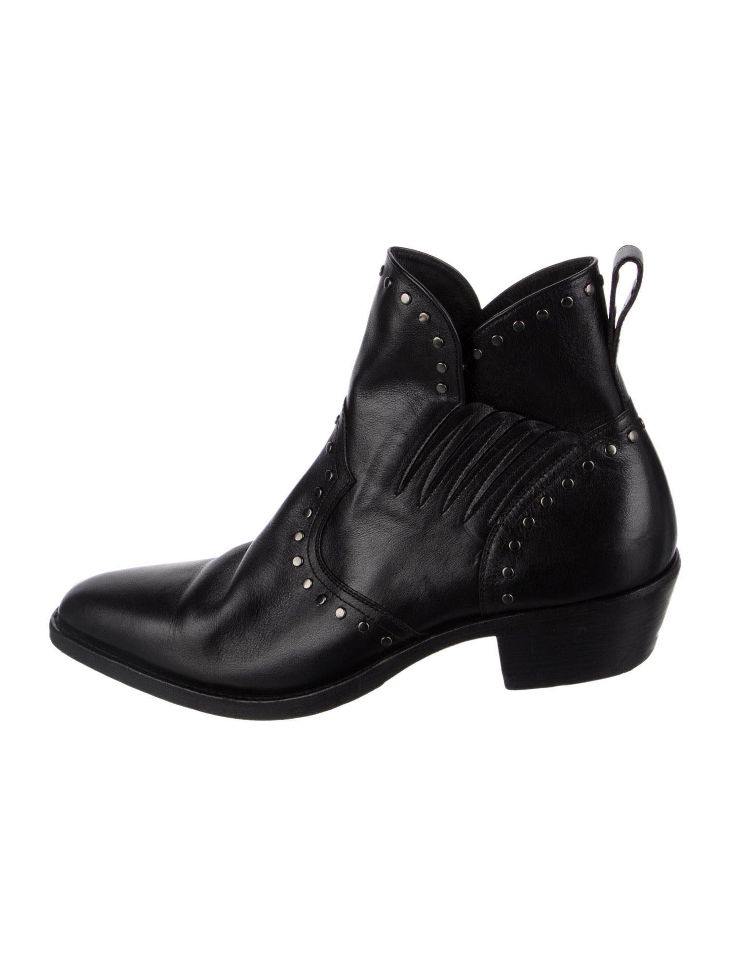 Saint Laurent Leather Studded Accents Boots