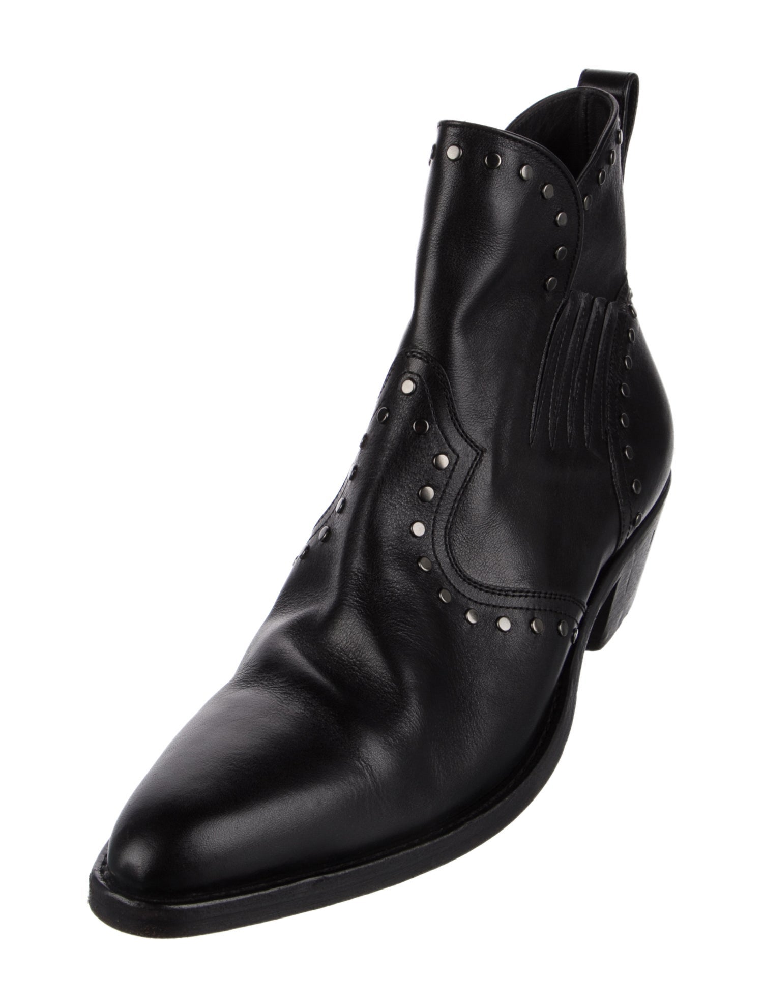 Saint Laurent Leather Studded Accents Boots