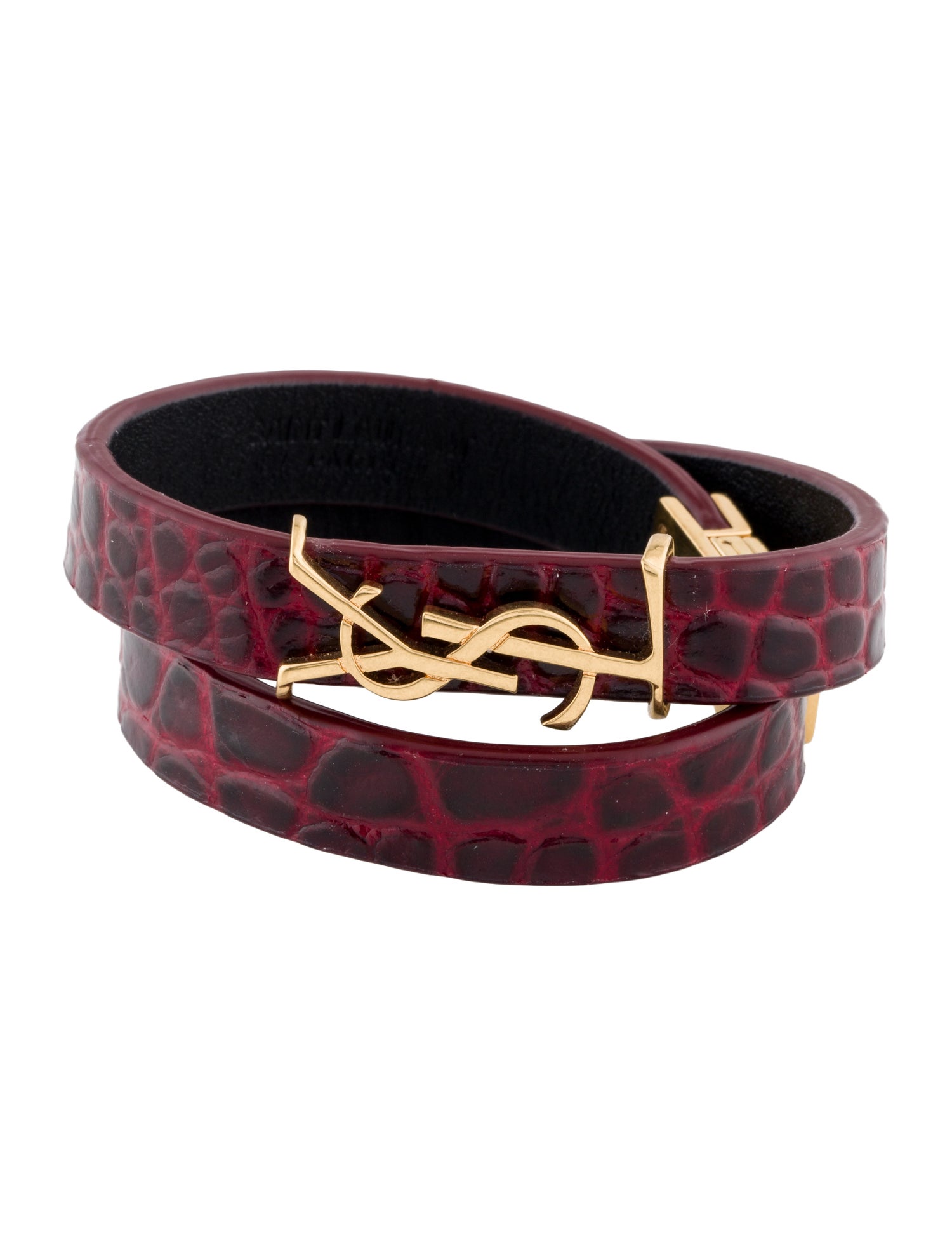 Saint Laurent Leather Logo Double Wrap Bracelet
