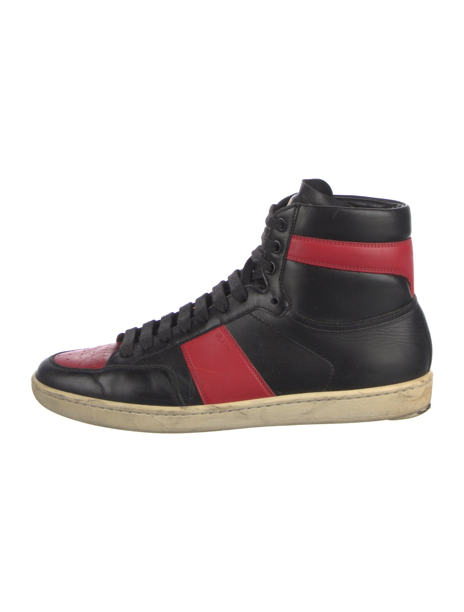 Saint Laurent Leather Colorblock Pattern Sneakers