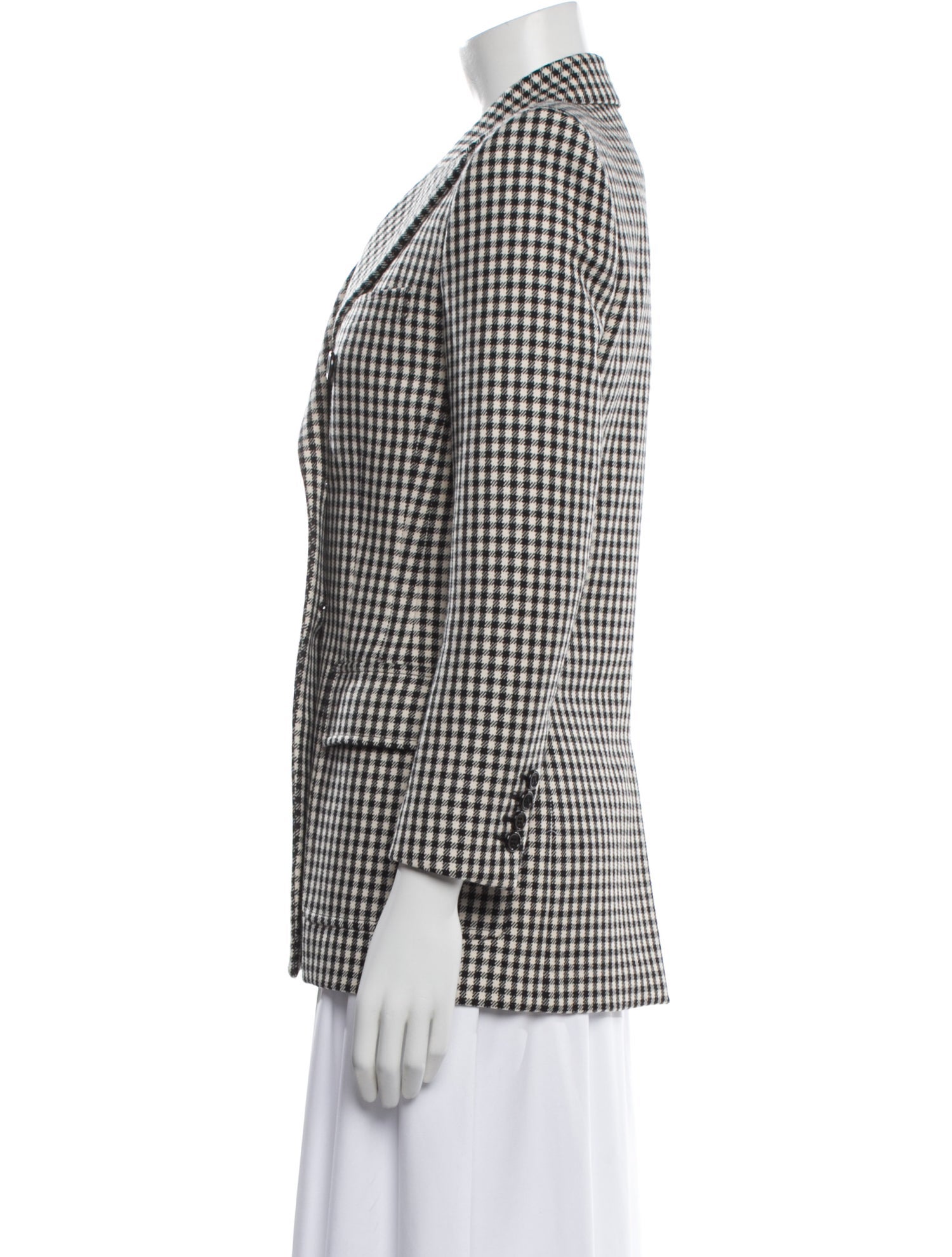 Saint Laurent Virgin Wool Plaid Print Blazer