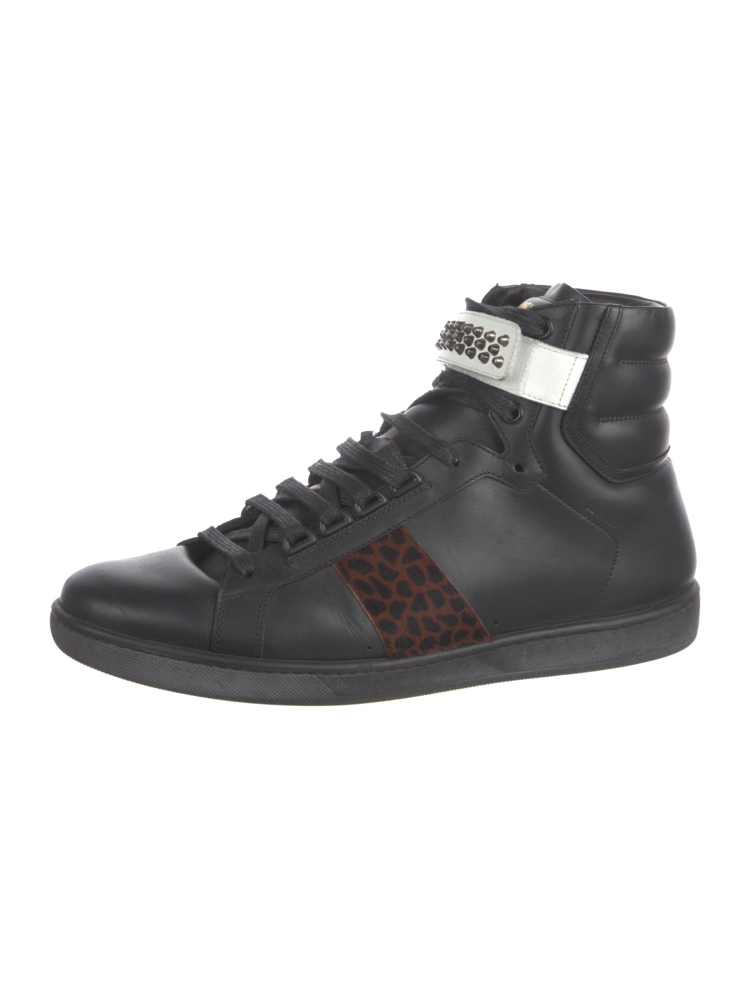 Saint Laurent Leather Studded Accents Sneakers