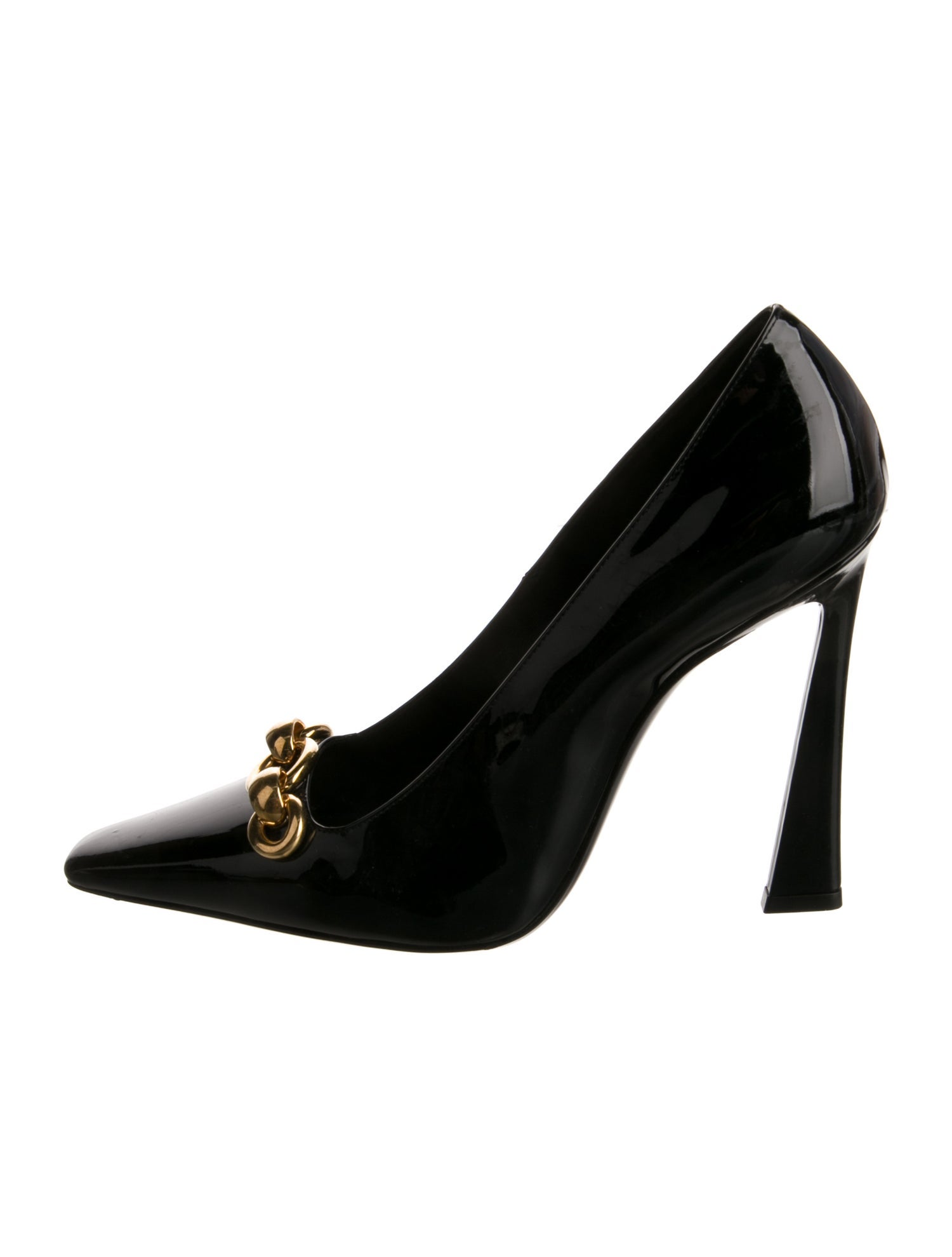 Saint Laurent Patent Leather Chain-Link Accents Pumps