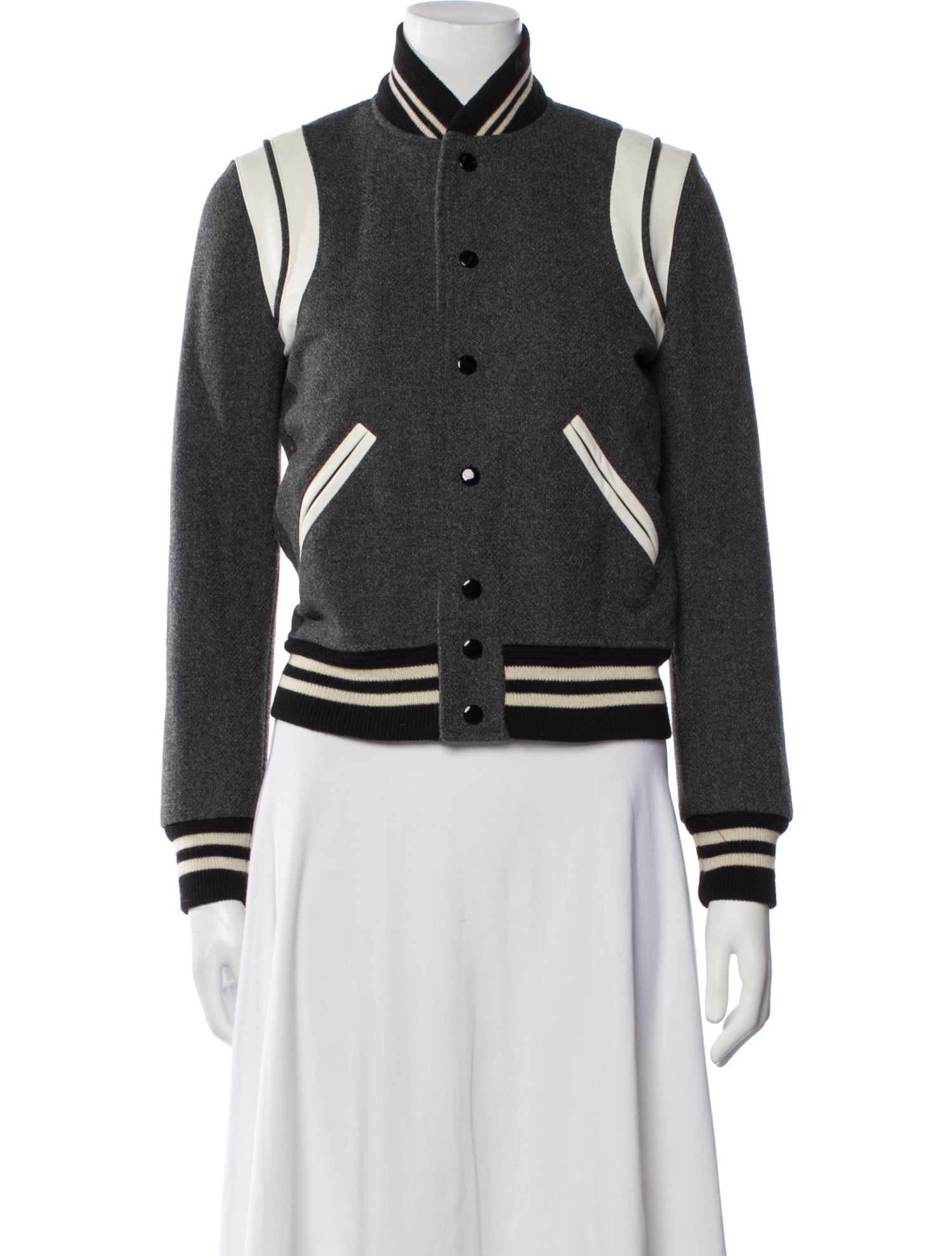 Saint Laurent Virgin Wool Colorblock Pattern Jacket