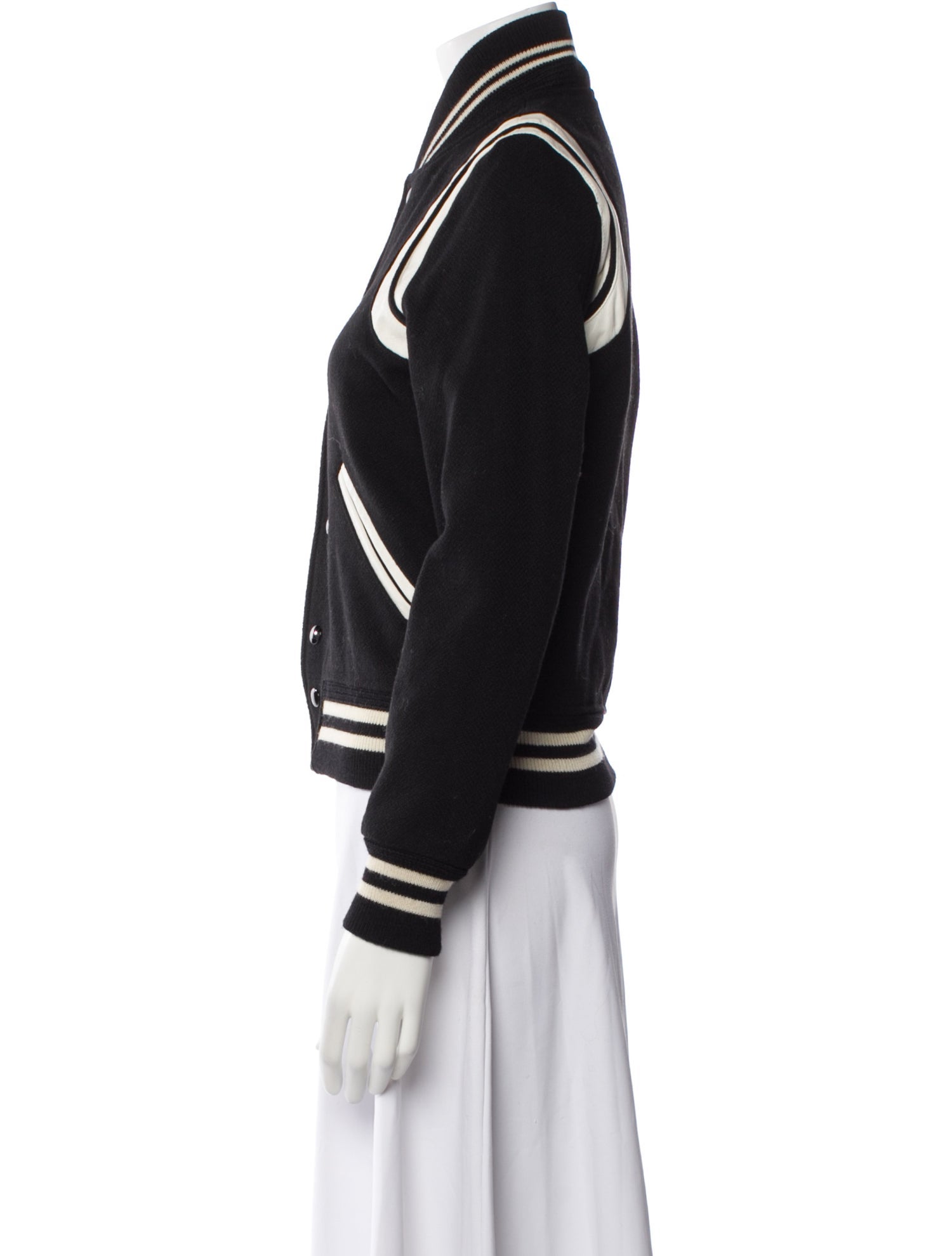 Saint Laurent Virgin Wool Colorblock Pattern Bomber Jacket