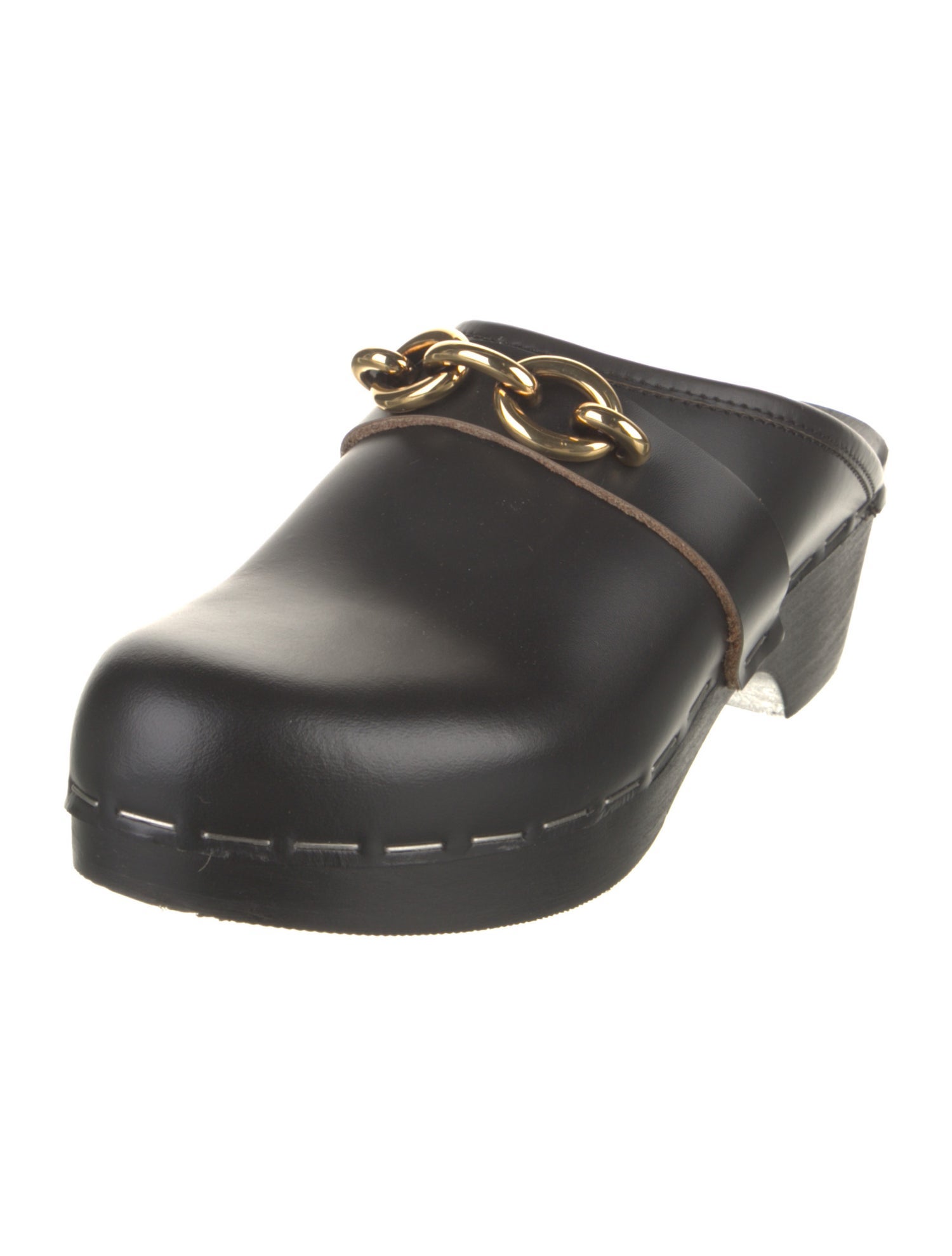 Saint Laurent Leather Chain-Link Accents Mules