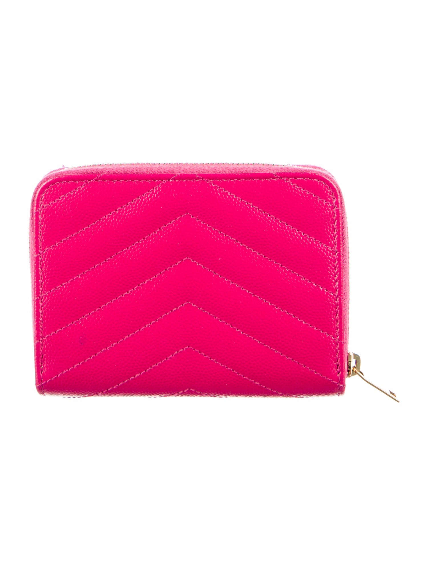Saint Laurent Zip Around Chevron Matelasse Continental Leather Compact Wallet