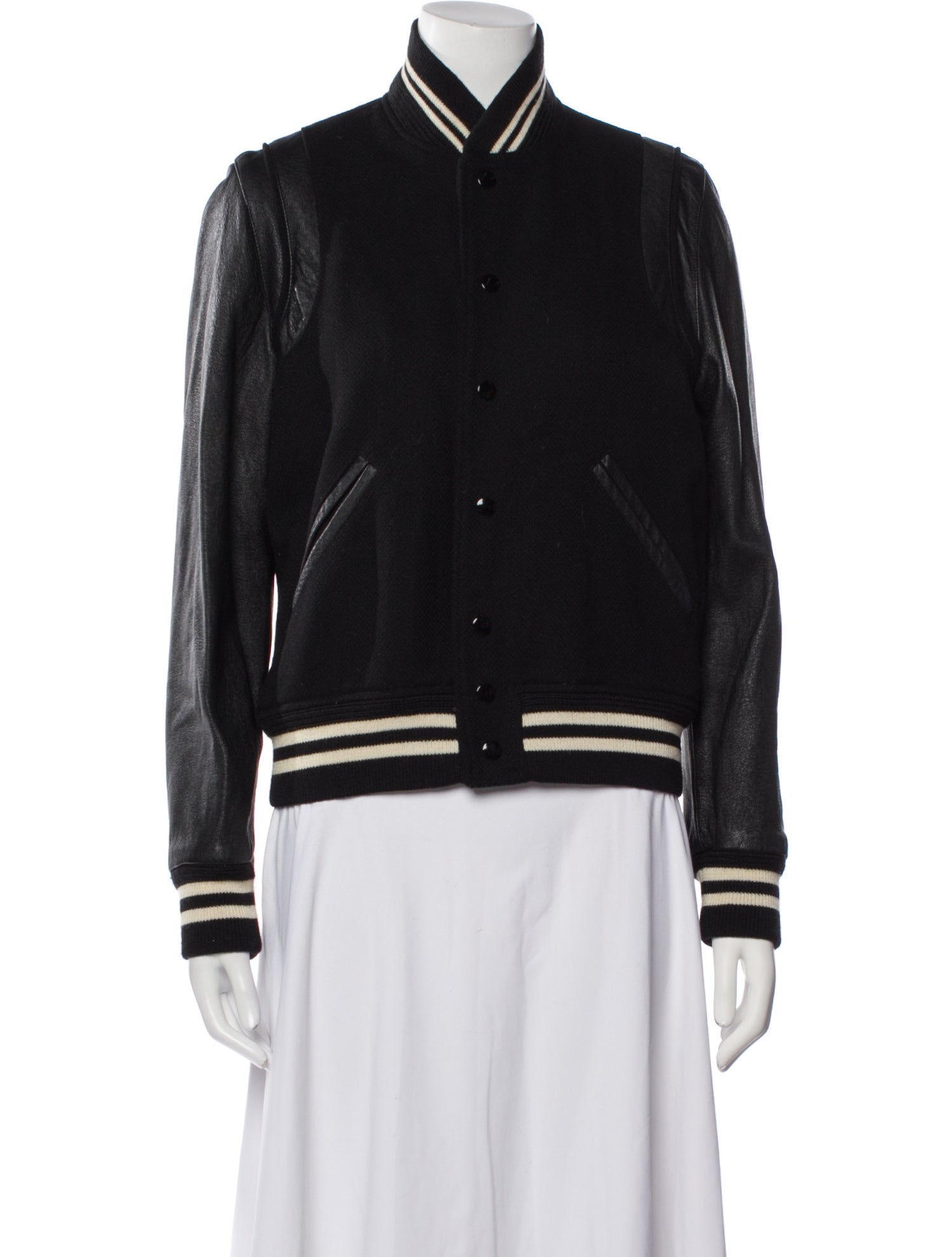 Saint Laurent Virgin Wool Striped Bomber Jacket
