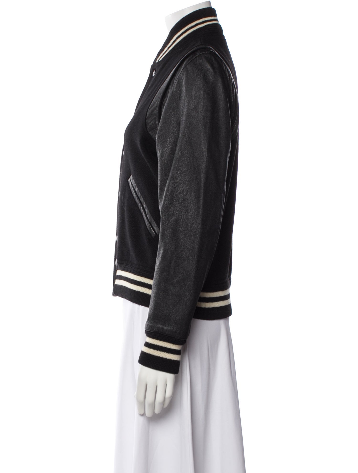 Saint Laurent Virgin Wool Striped Bomber Jacket