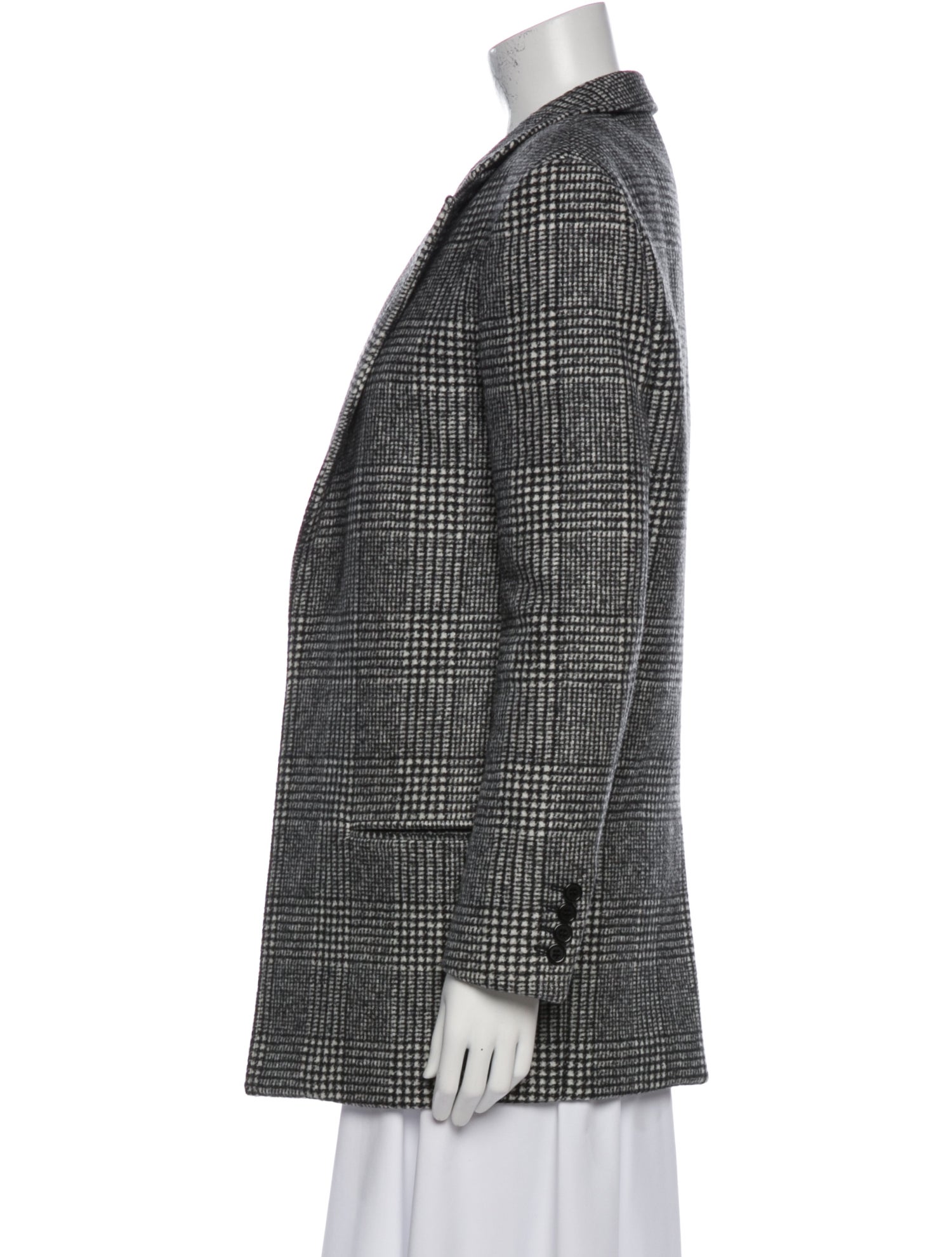 Saint Laurent Wool Houndstooth Print Blazer