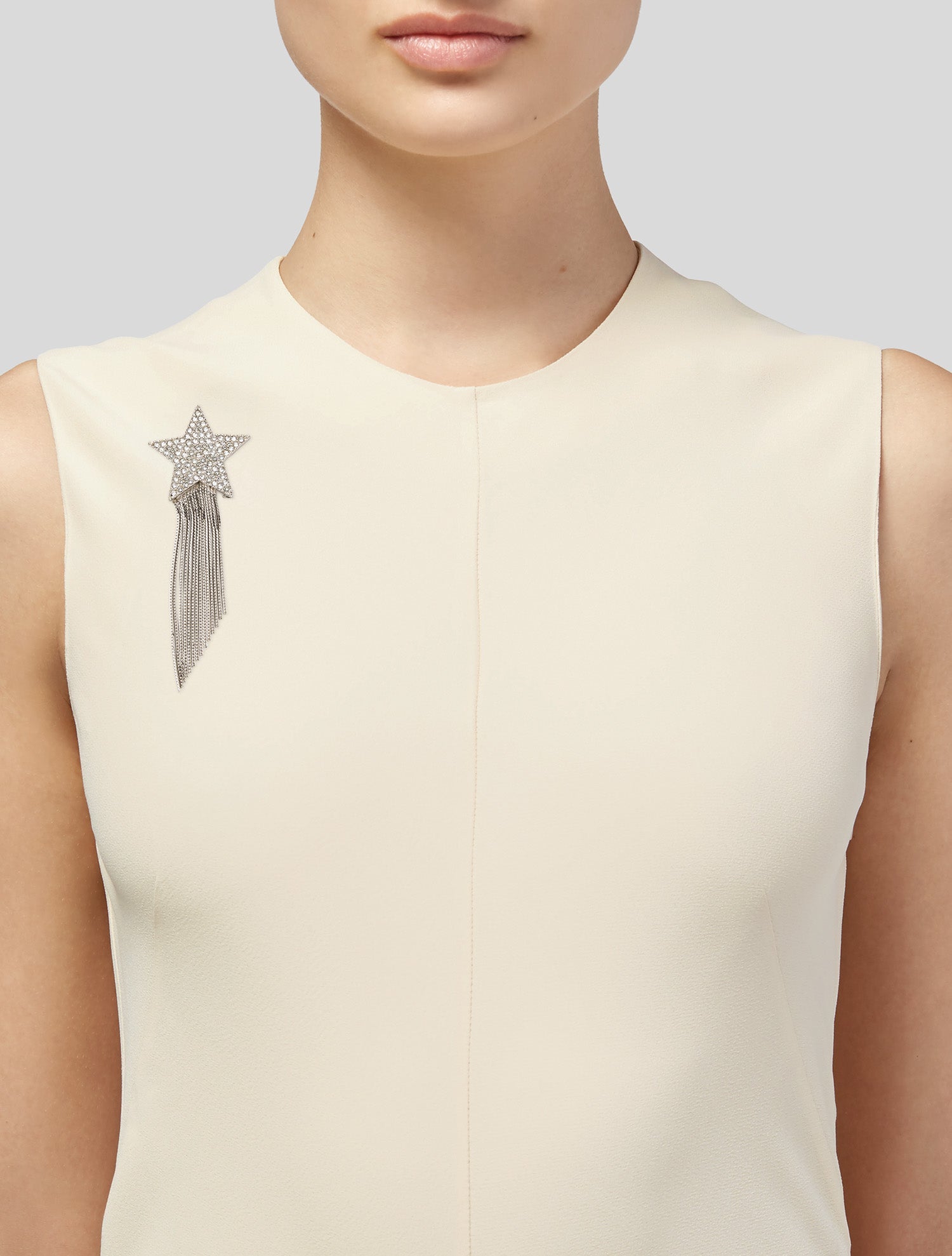 Saint Laurent Crystal Tassel Star Brooch