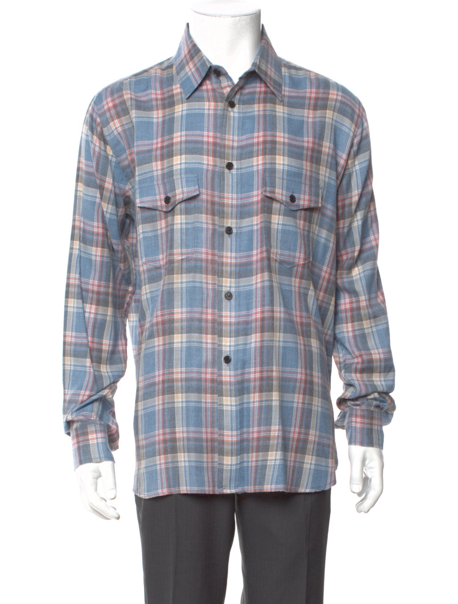 Saint Laurent 2017 Plaid Print Western Shirt