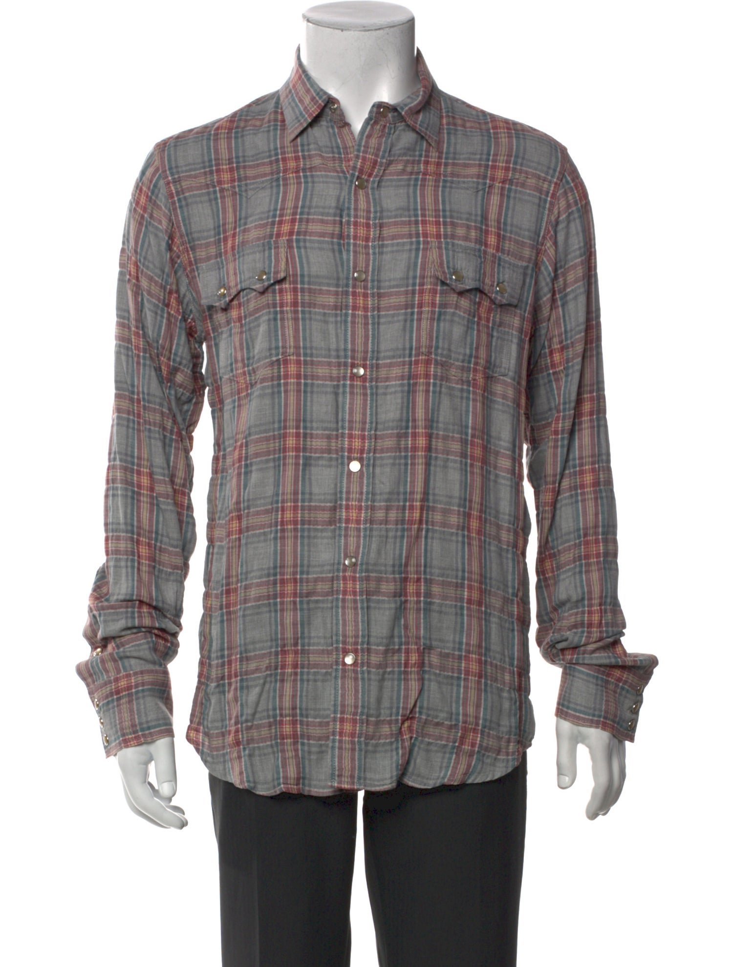 Saint Laurent 2016 Plaid Print Western Shirt