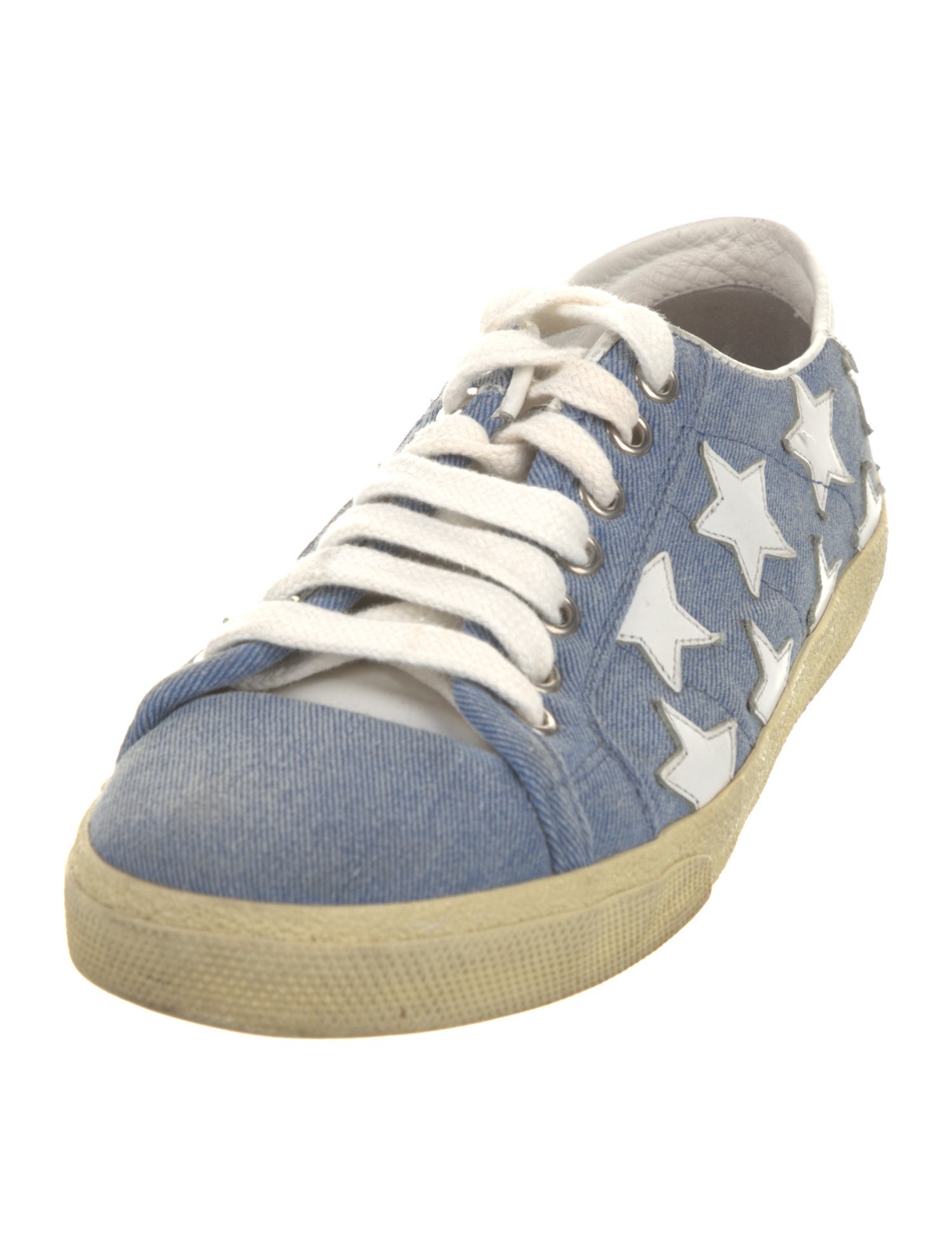 Saint Laurent Denim Leather Trim Embellishment Sneakers