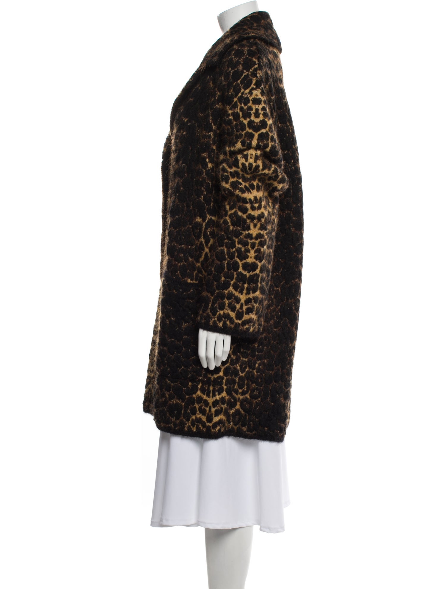 Saint Laurent Wool Animal Print Fur Coat