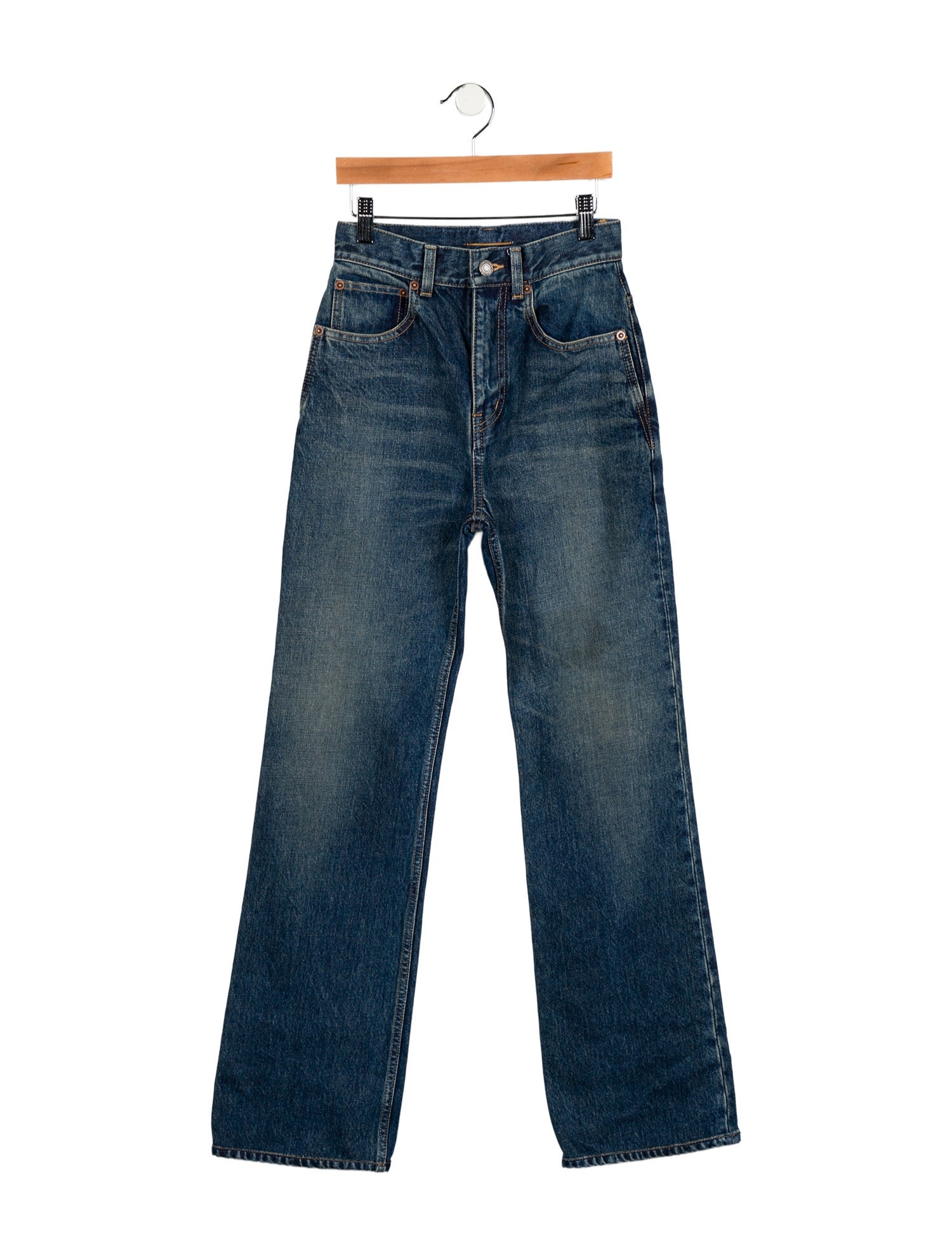 Saint Laurent High-Rise Straight Leg Jeans