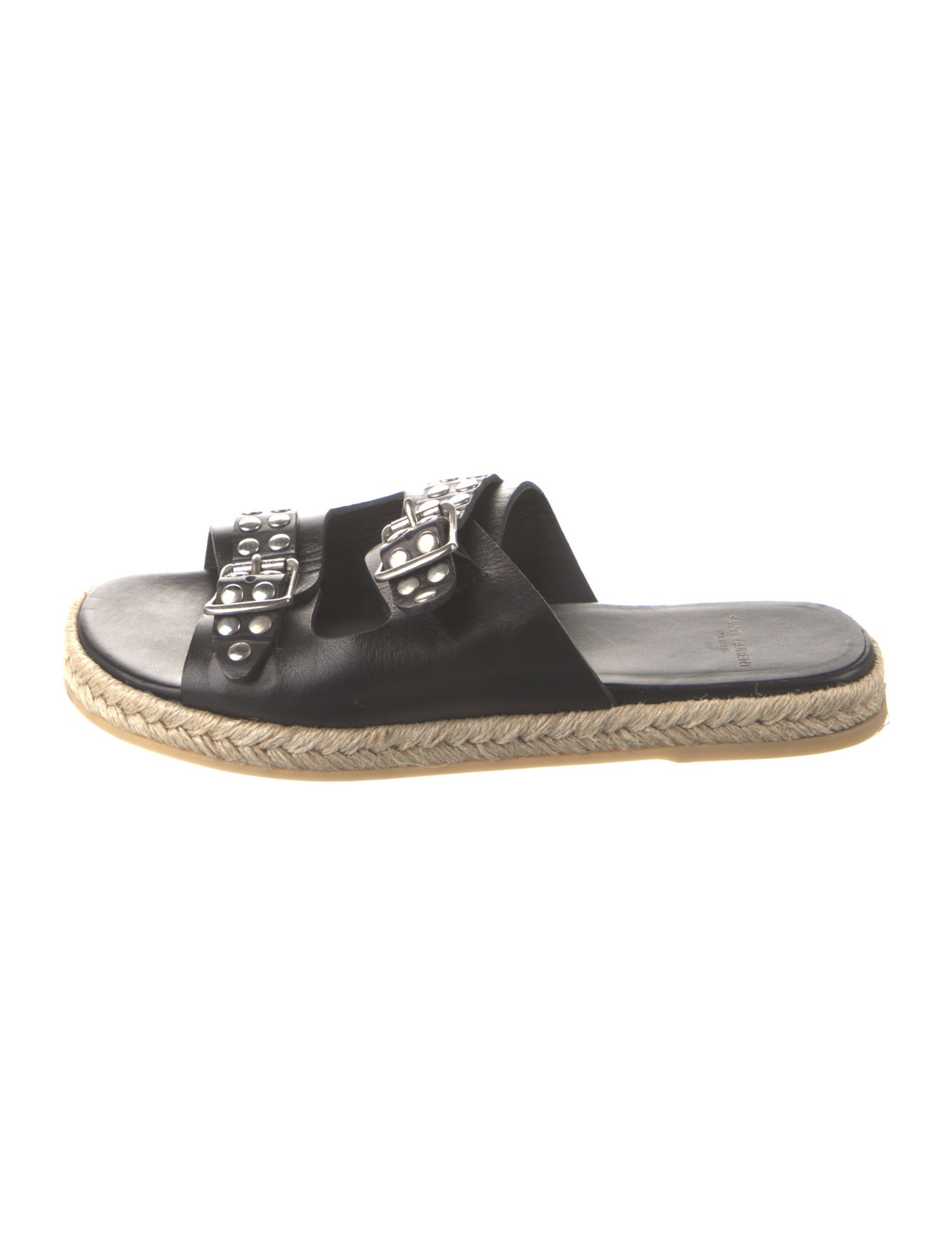 Saint Laurent Leather Studded Accents Espadrilles