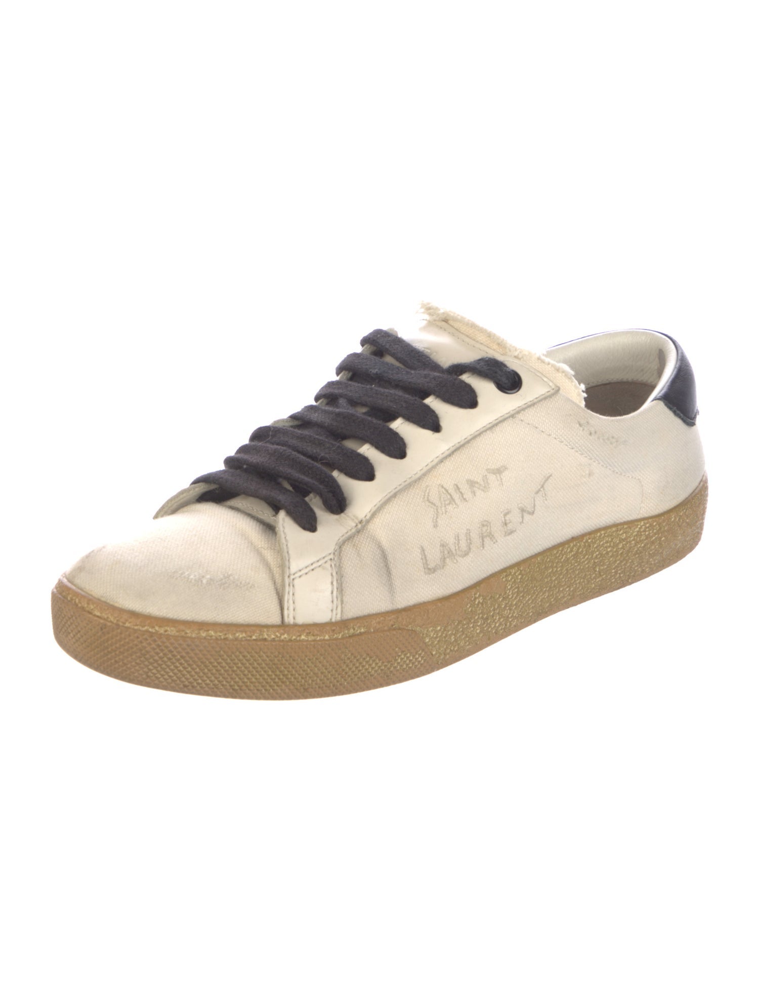 Saint Laurent Canvas Embroidered Accent Sneakers