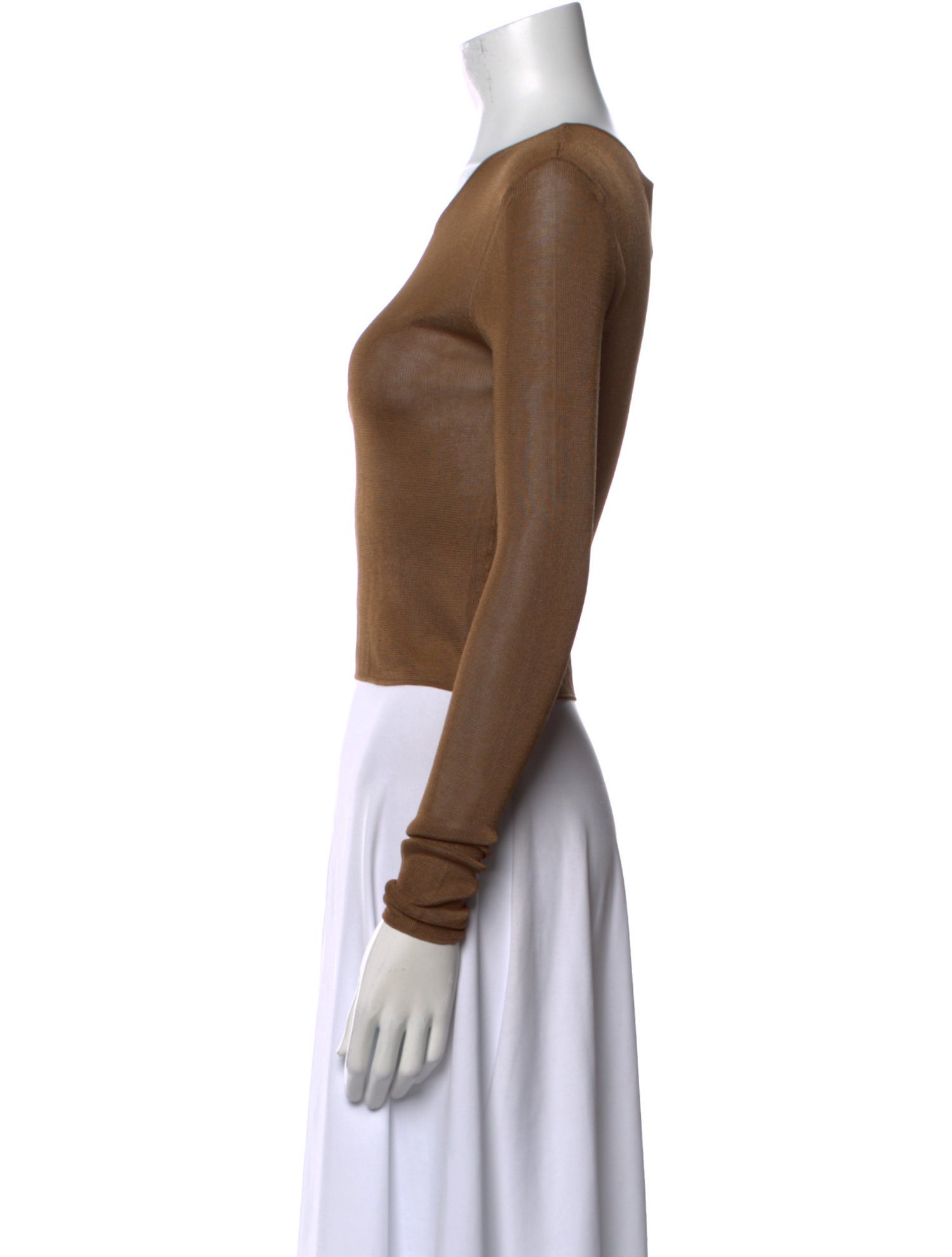 Saint Laurent Scoop Neck Long Sleeve Crop Top