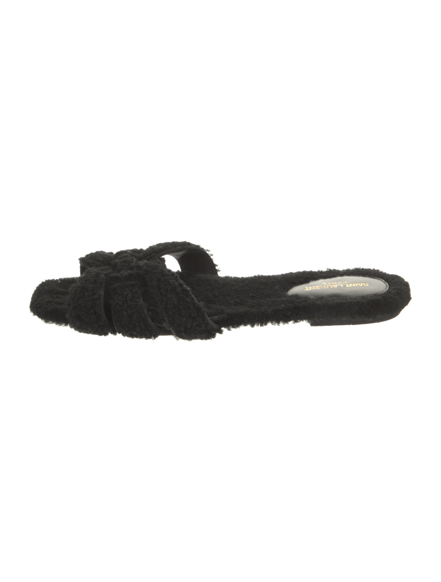 Saint Laurent Shearling Colorblock Pattern Slides