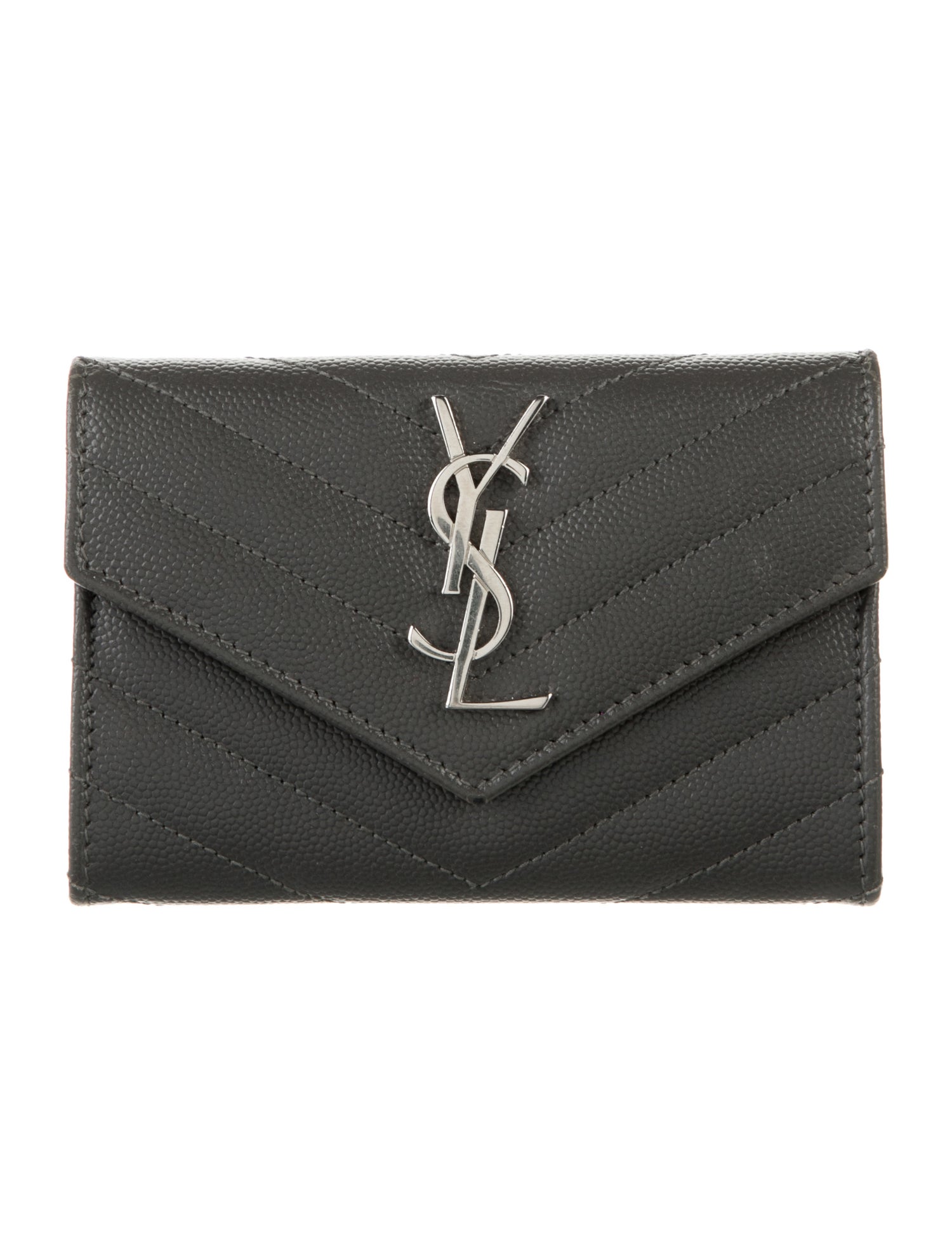 Saint Laurent Chevron Leather Compact Wallet