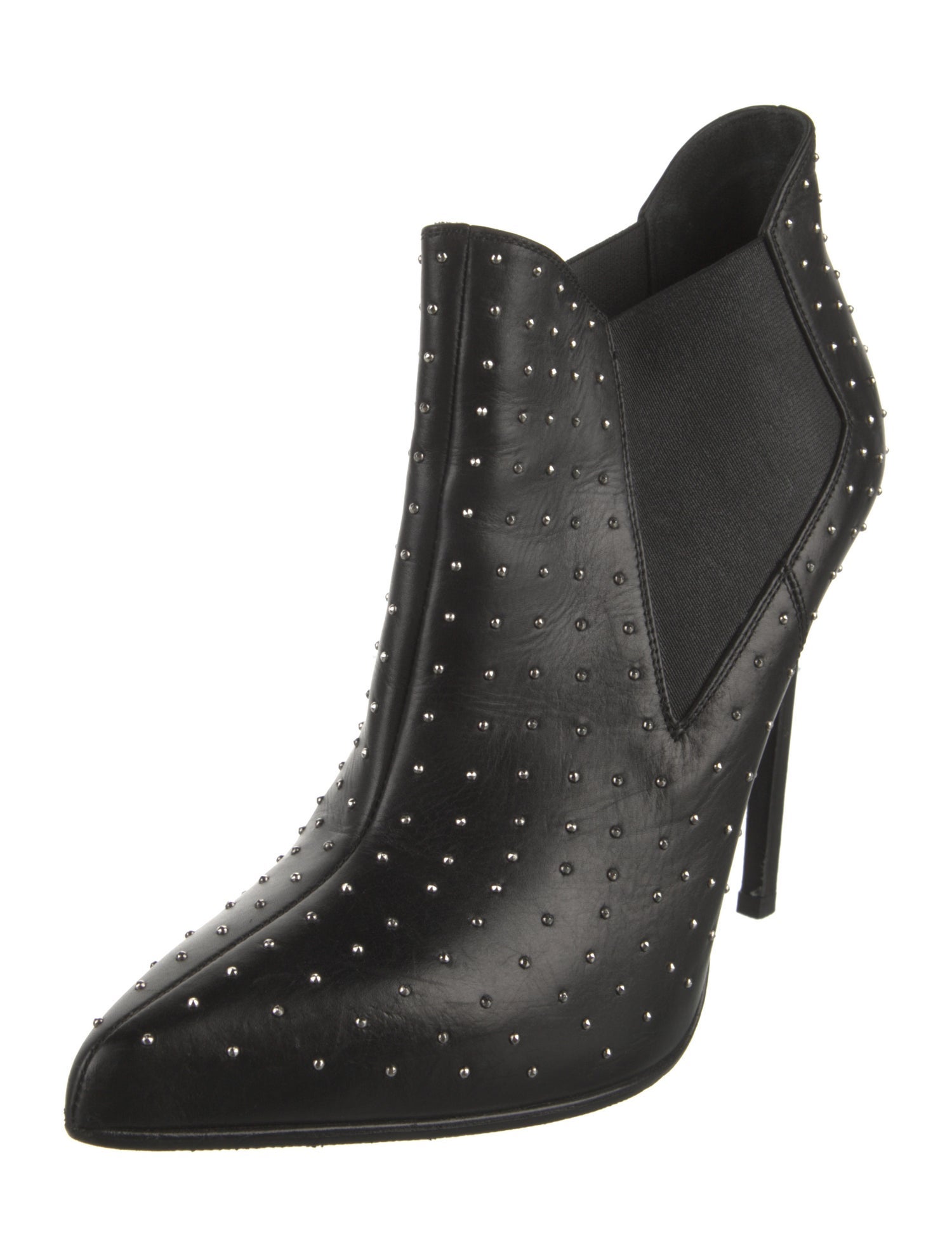 Saint Laurent Leather Studded Accents Boots