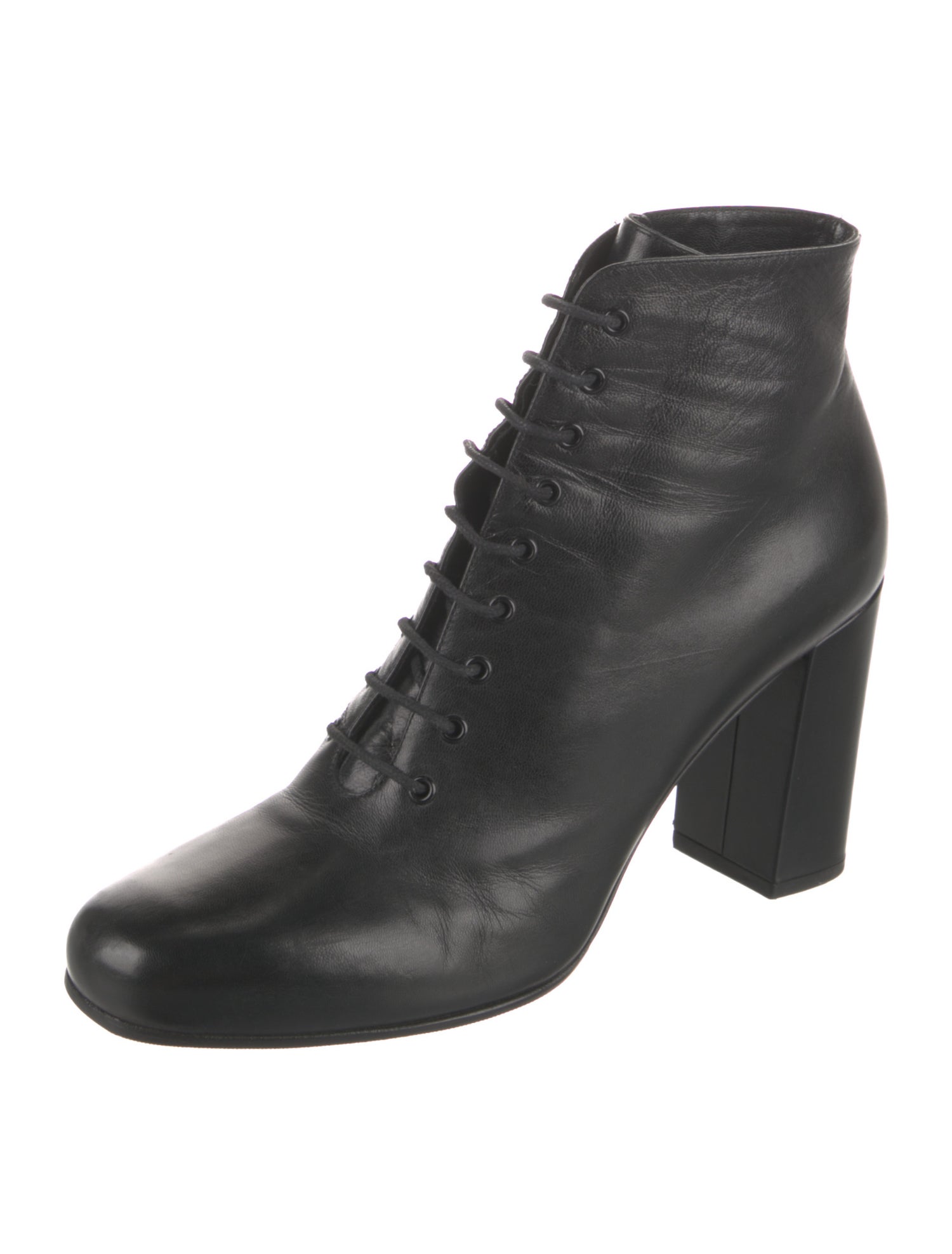 Saint Laurent Leather Lace-Up Boots