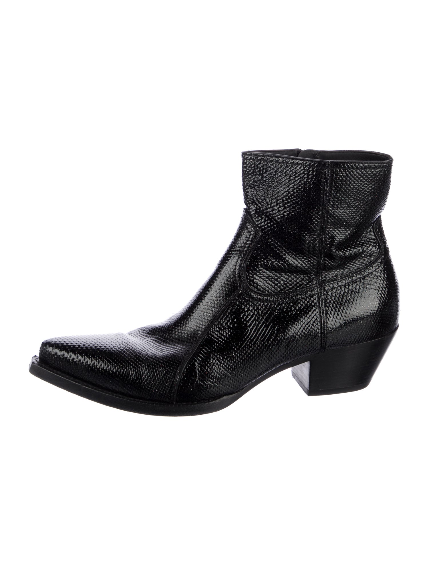 Saint Laurent Embossed Leather Animal Print Boots