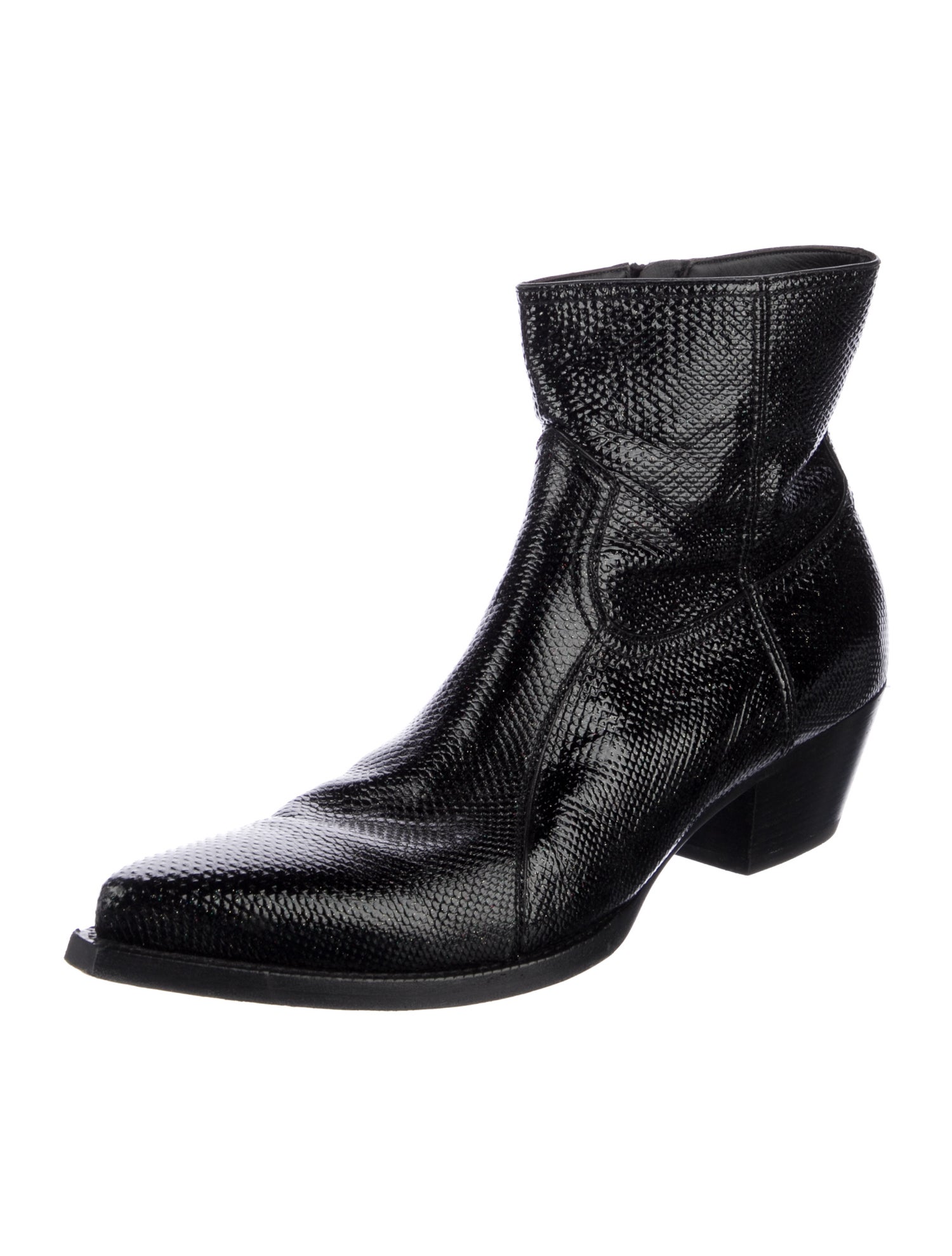 Saint Laurent Embossed Leather Animal Print Boots